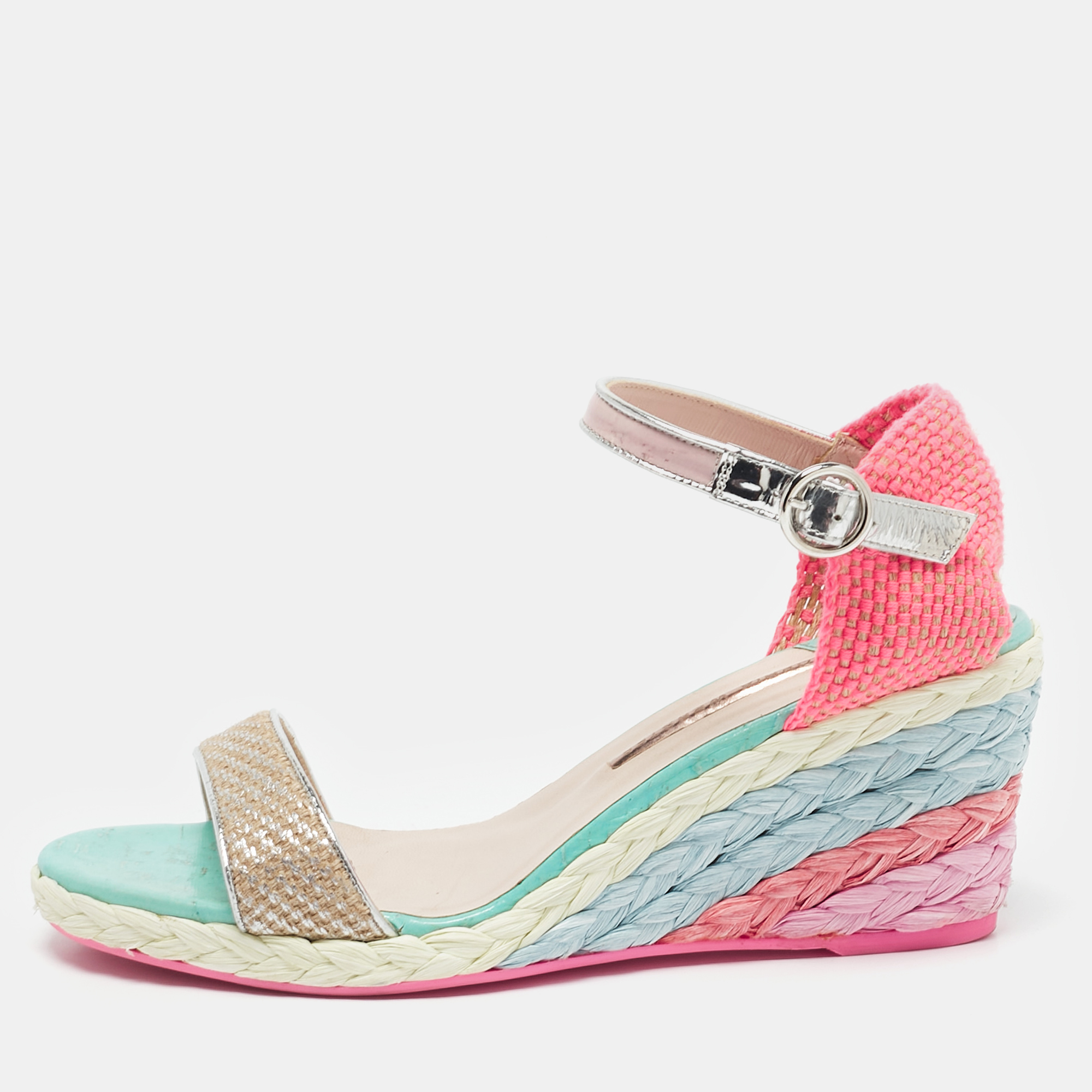 

Sophia Webster Multicolor Fabric and Leather Lucita Wedge Sandals Size