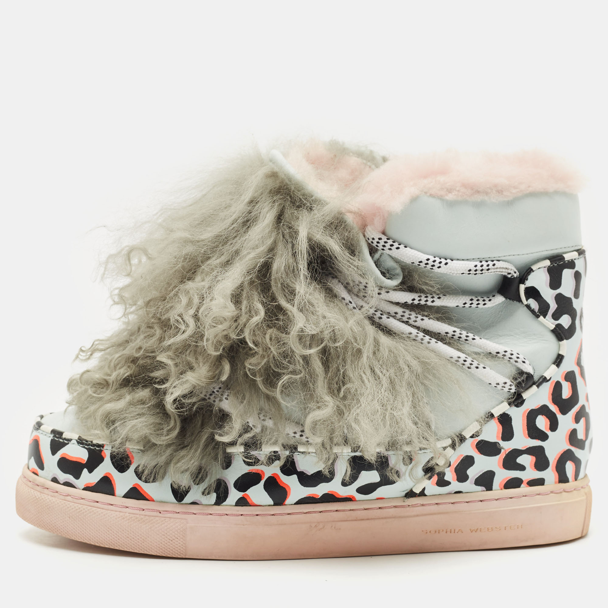 

Sophia Webster Multicolor Fur and Leather Ankle Length Boots Size
