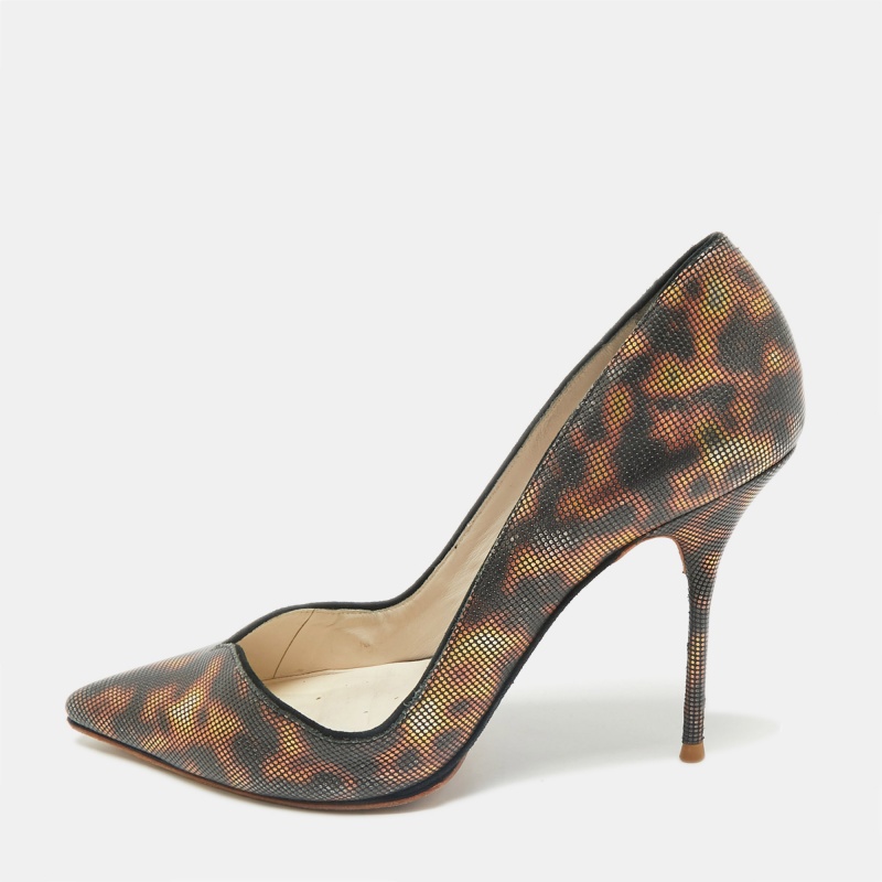 

Sophia Webster Brown Printed Leather Izzy Pumps Size