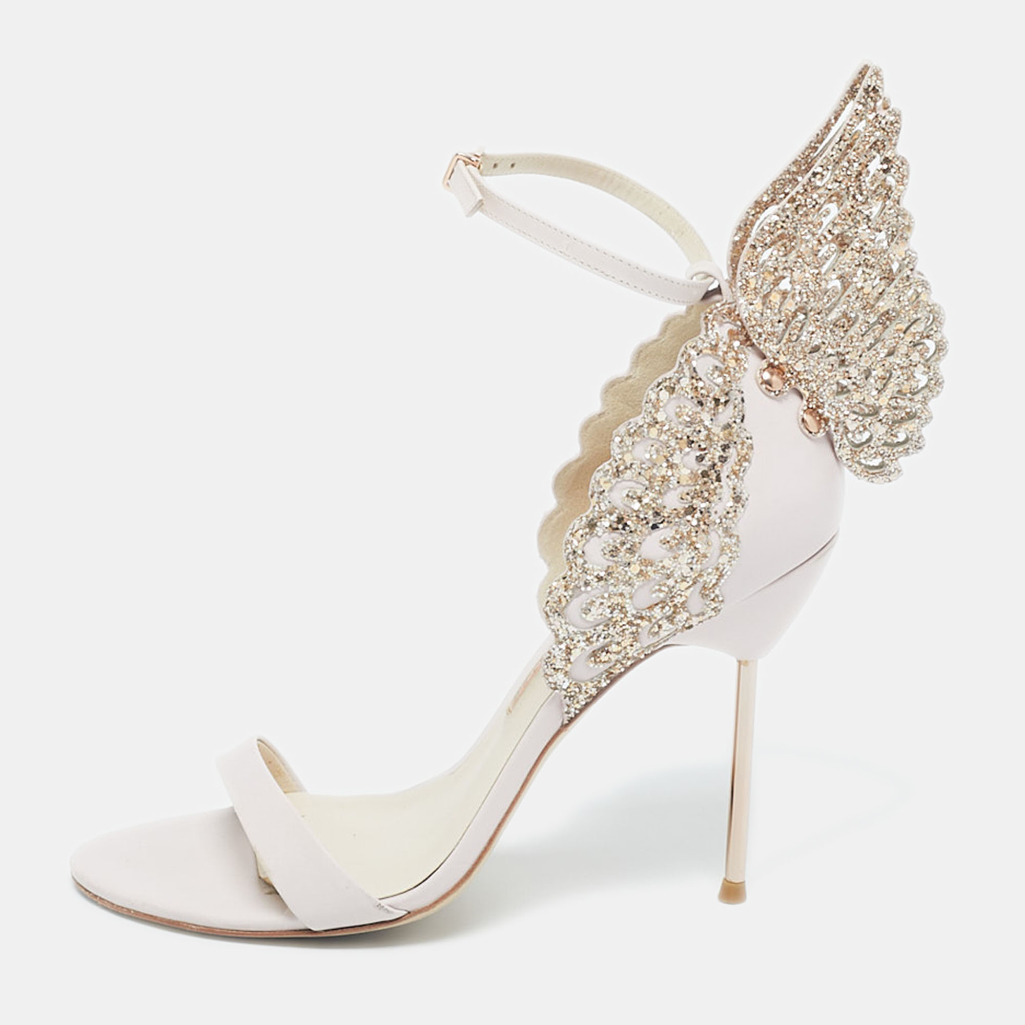 

Sophia Webster Light/Gold Pink Glitter and Leather Heavenly Ankle Strap Sandals Size