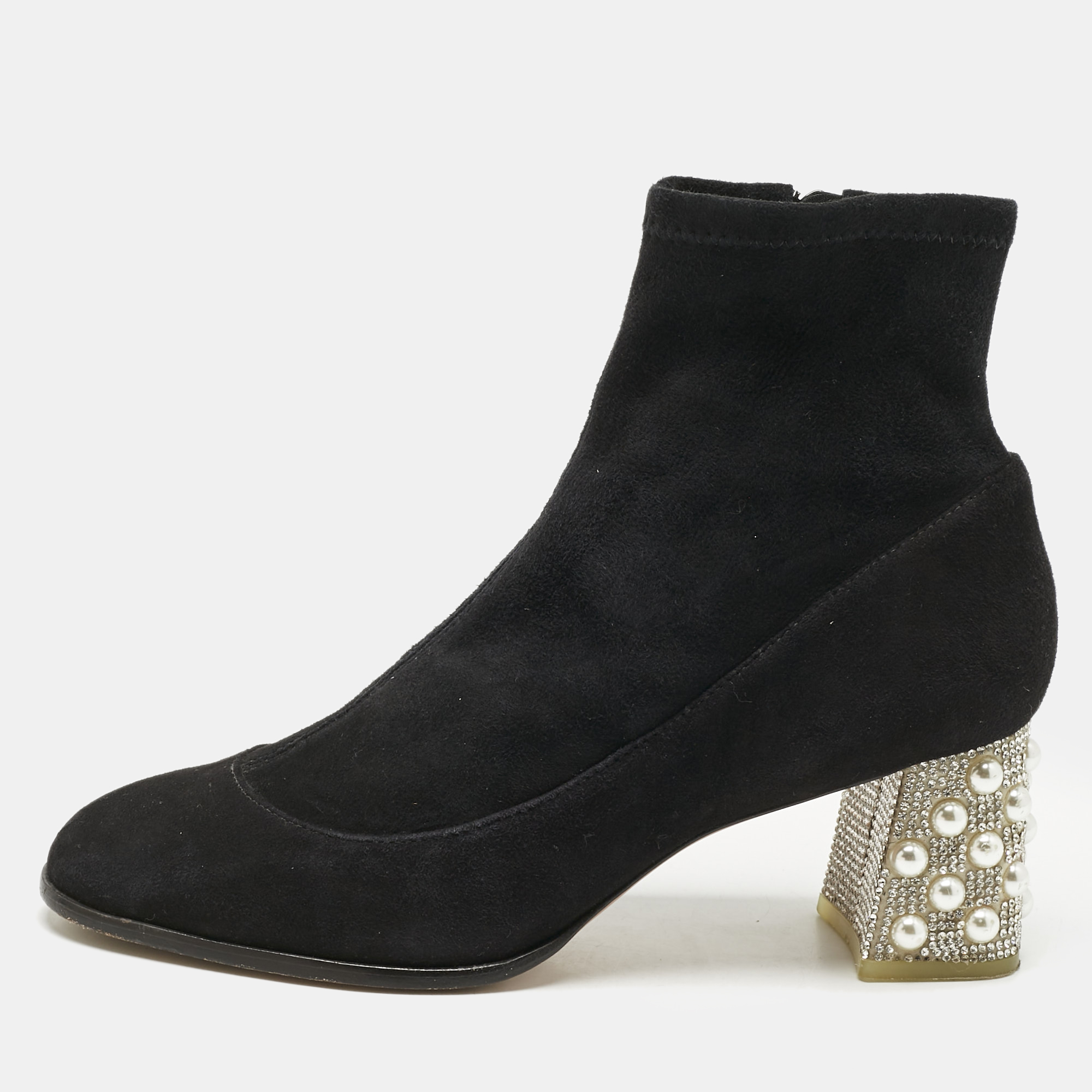 

Sophia Webster Black Suede Felicity Mid Ankle Length Boots Size