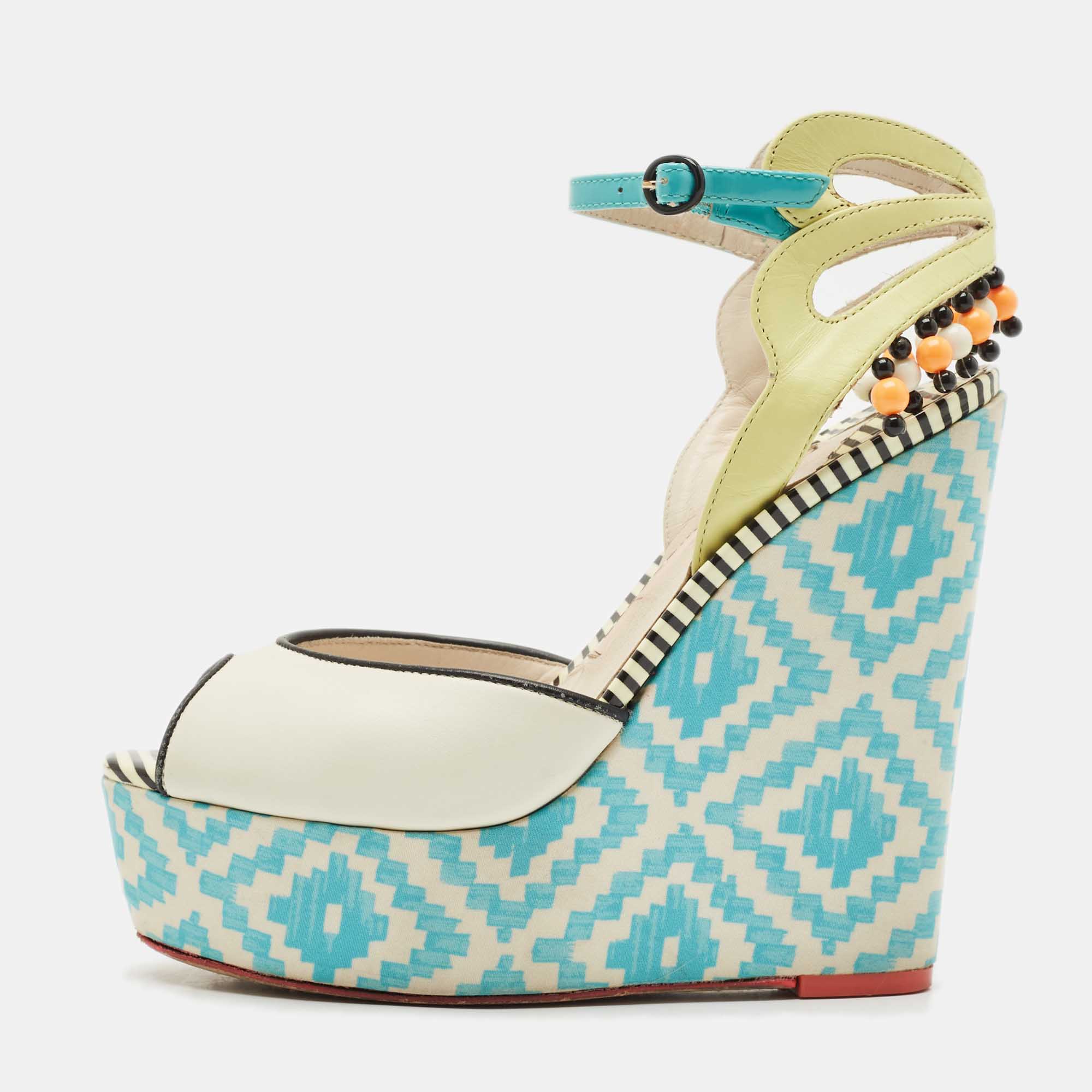 

Sophia Webster Multicolor Leather Lucita Espadrille Wedge Sandals Size