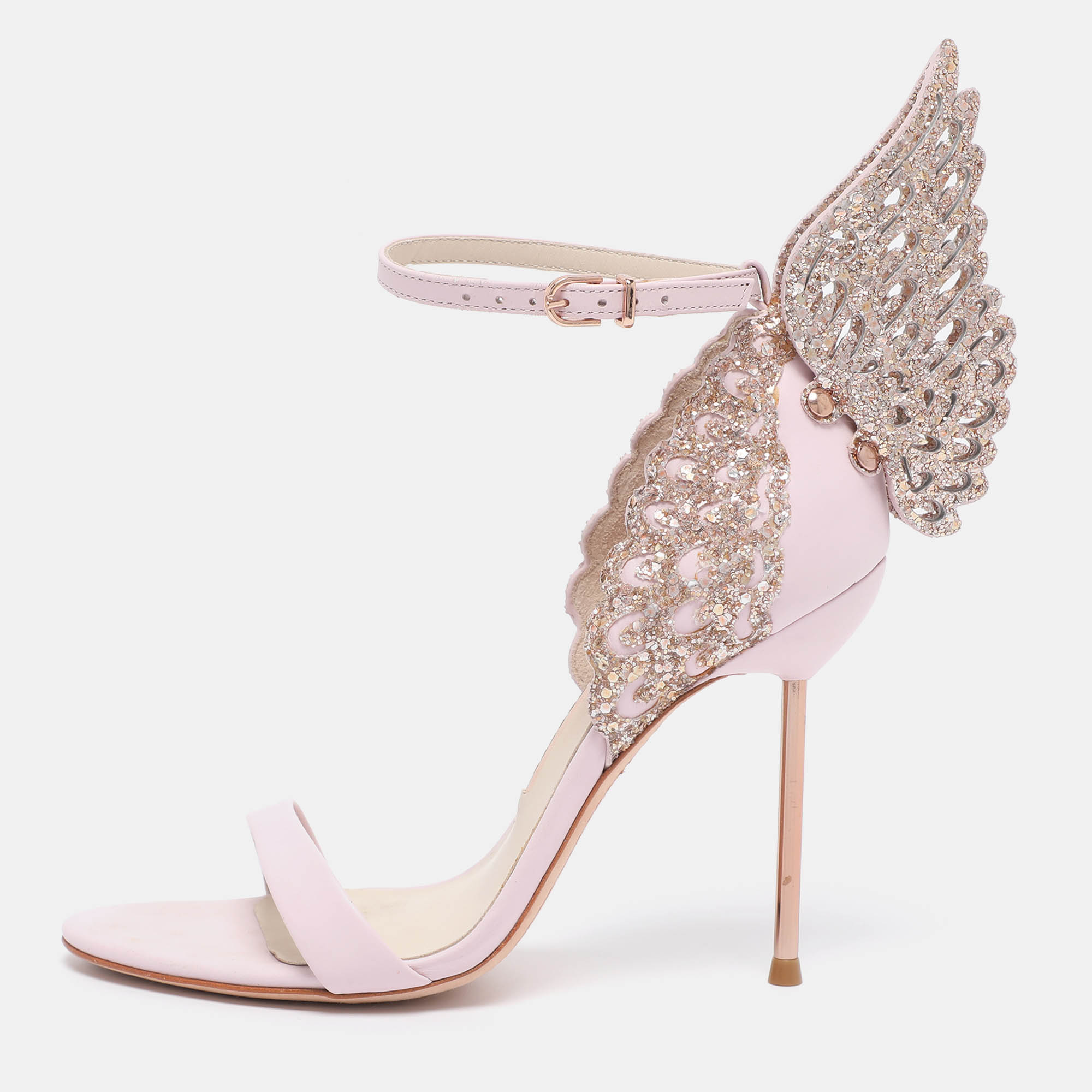 

Sophia Webster Pink Leather and Glitter Chiara Ankle Strap Sandals Size