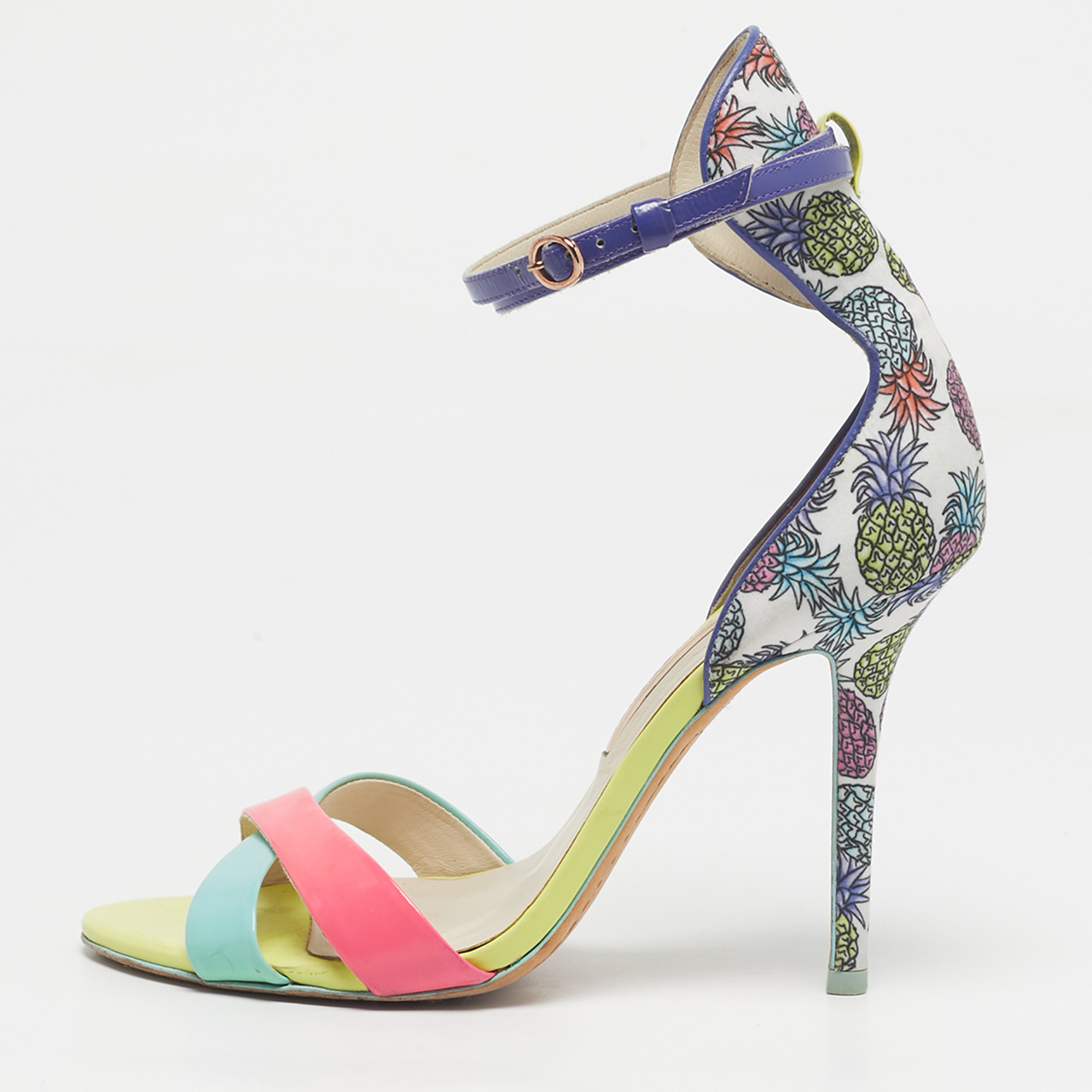 Pre-owned Sophia Webster Multicolor Leather And Printed Fabric Nicole Ankle Strap Sandals Size 40