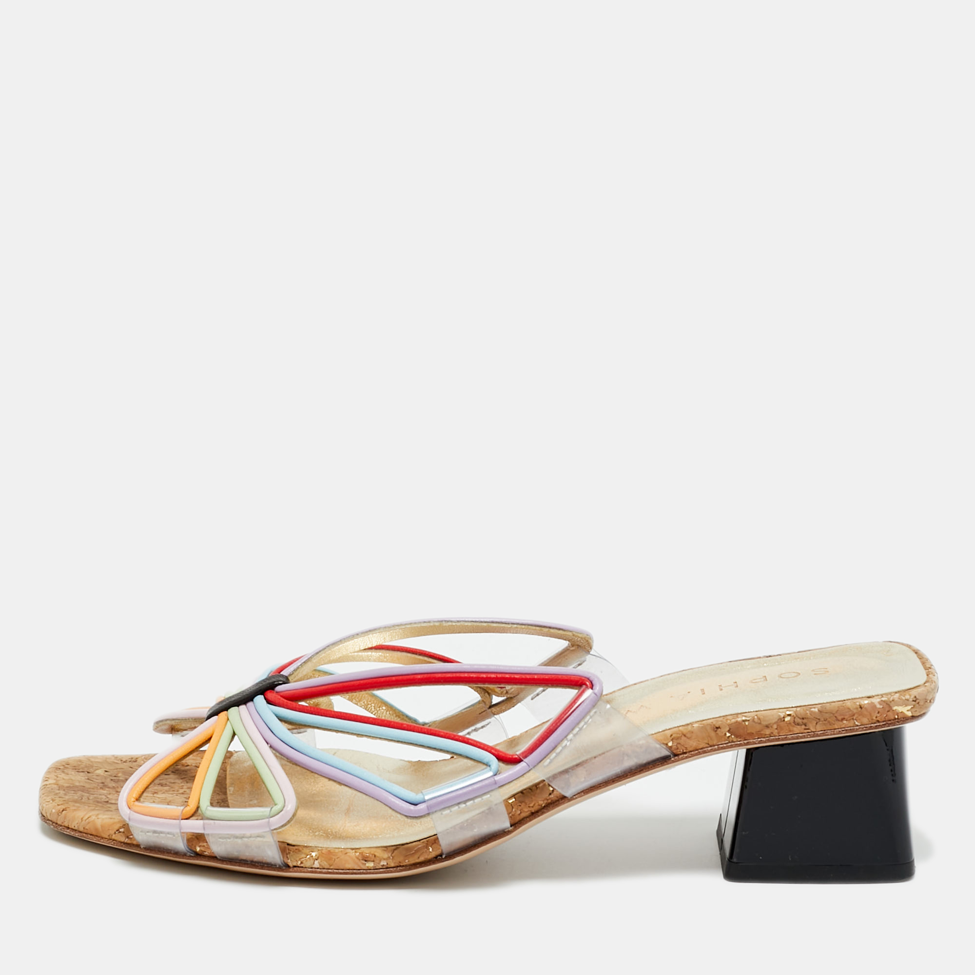 Pre-owned Sophia Webster Multicolor Leather And Pvc Havanna Slide Sandals Size 37