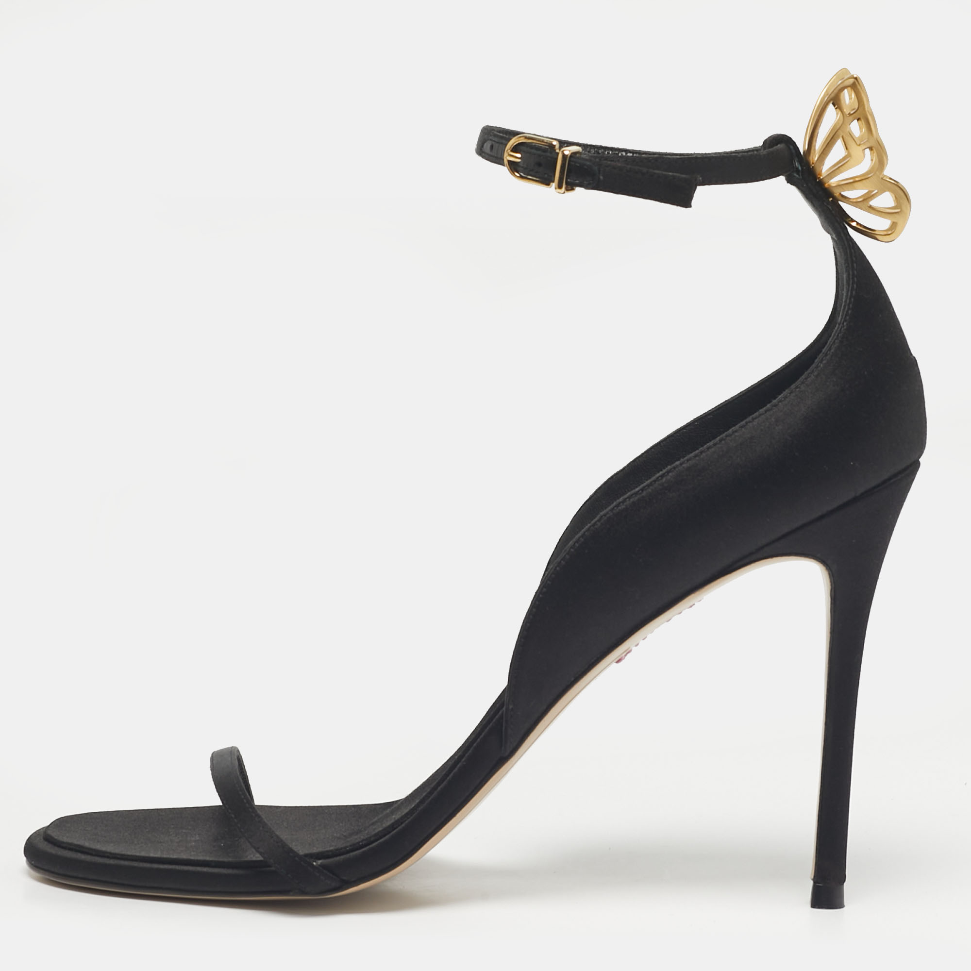 

Sophia Webster Black Satin Mariposa Ankle Strap Sandals Size