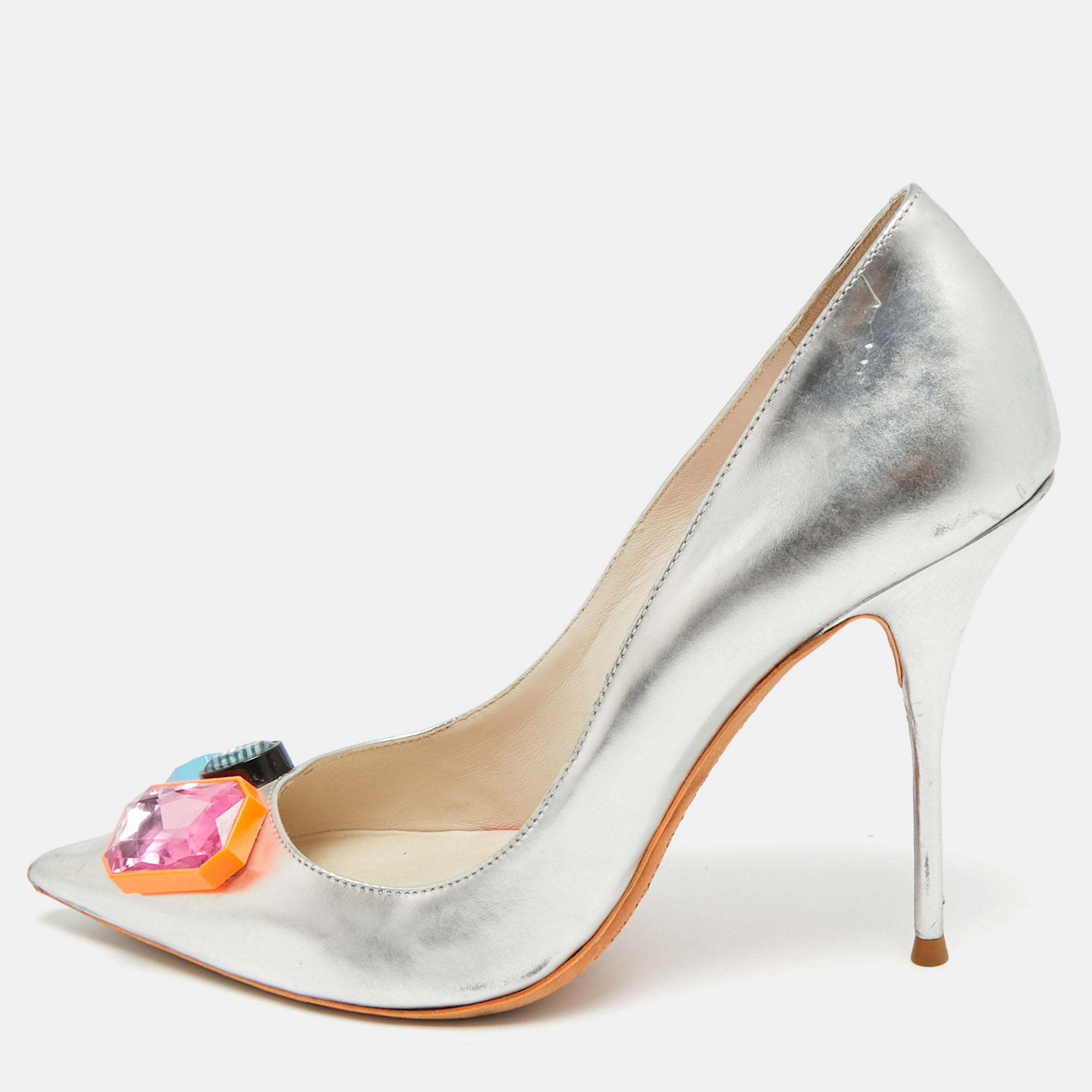 

Sophia Webster Lola Size  Silver Leather Pumps