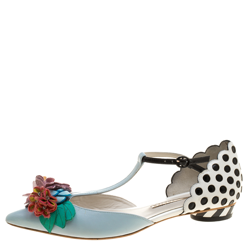 

Sophia Webster Multicolor Leather T Straps Lilico Flower Flat Sandals Size