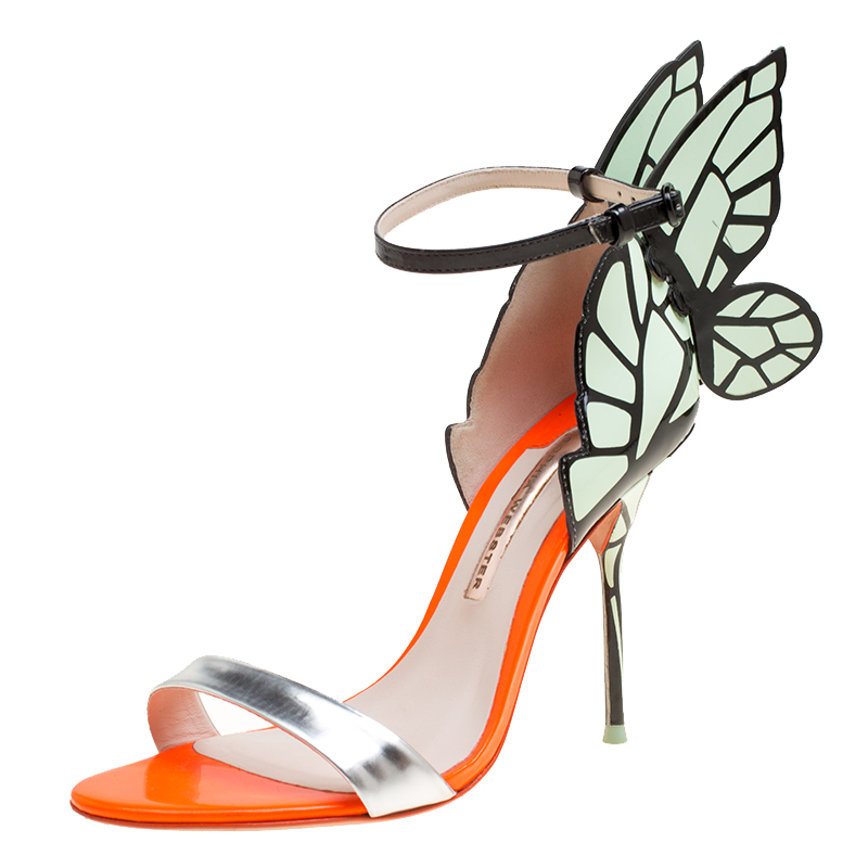 Pre Owned Sophia Webster Multicolor Leather Chiara Butterfly Wing Open Toe Sandals Size 38