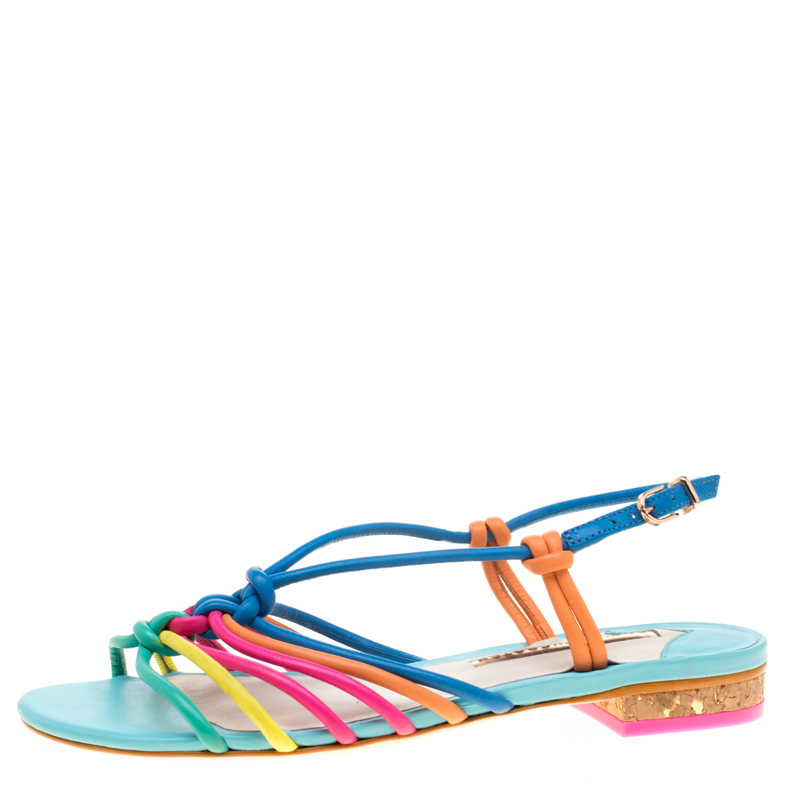 

Sophia Webster Multicolor Leather Cord Copacabana Flat Sandals Size