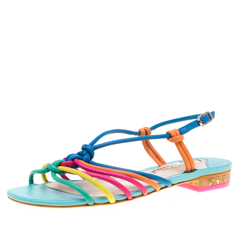 Sophia Webster Multicolor Leather Cord Copacabana Flat Sandals Size 37.5