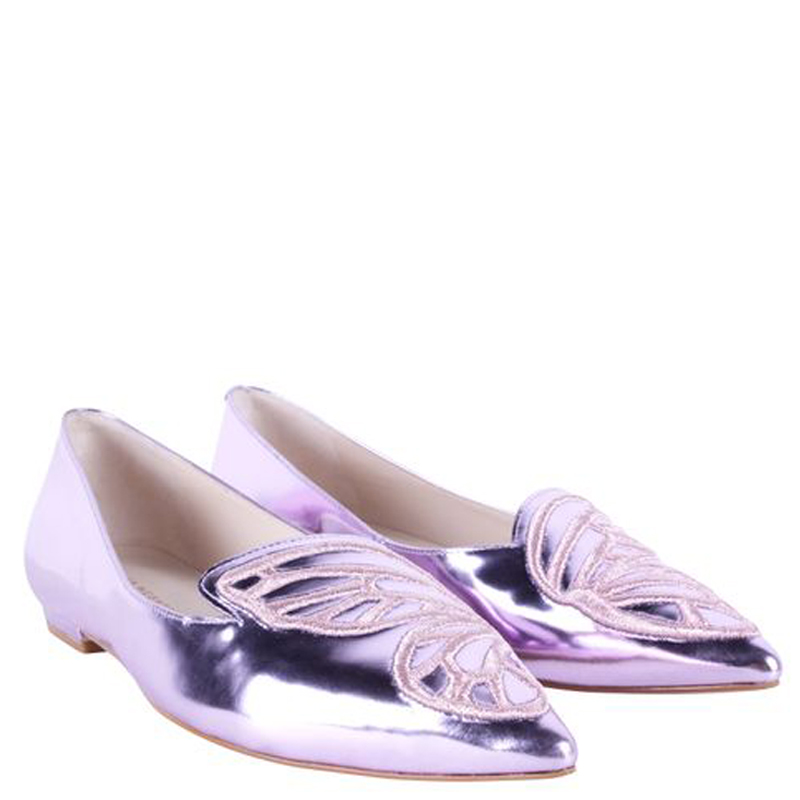 

Sophia Webster Rosa Metallic Leather Bibi Butterfly Flat Size, Pink