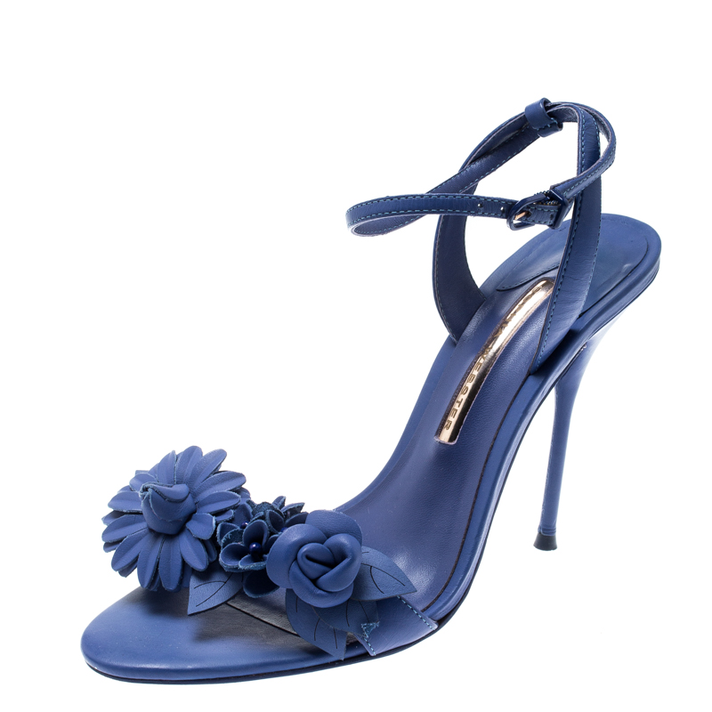 Sophia Webster Blue Leather Lilico Ankle Strap Sandals Size 39.5