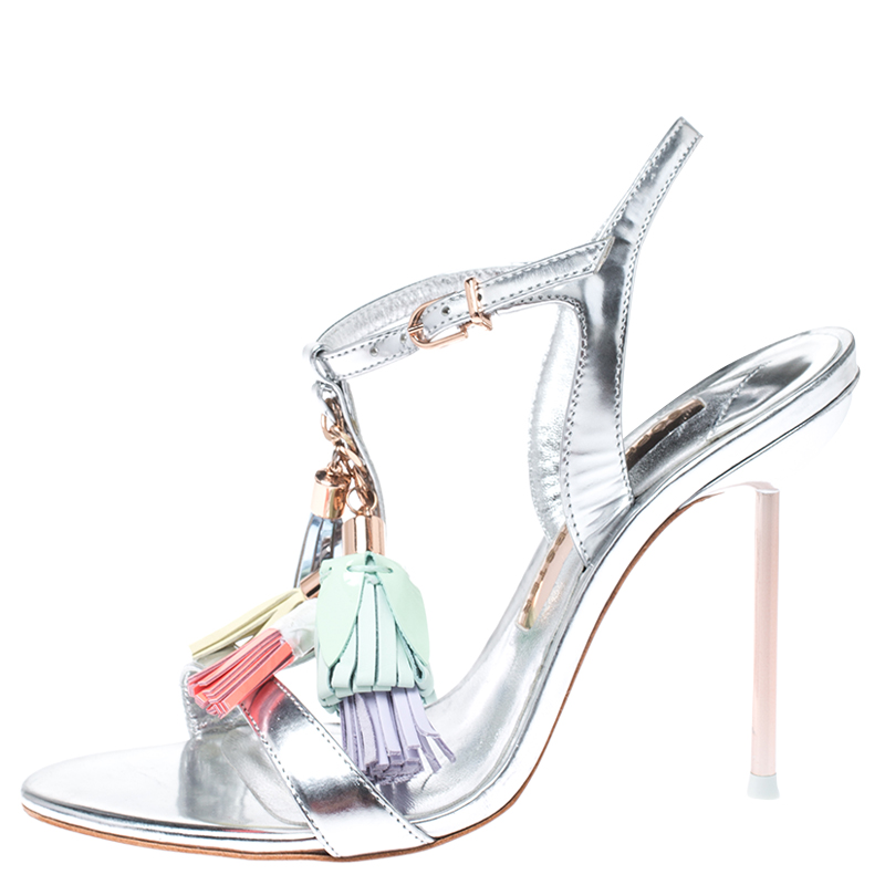 

Sophia Webster Silver Patent Leather Layla Tassel Sandals Size