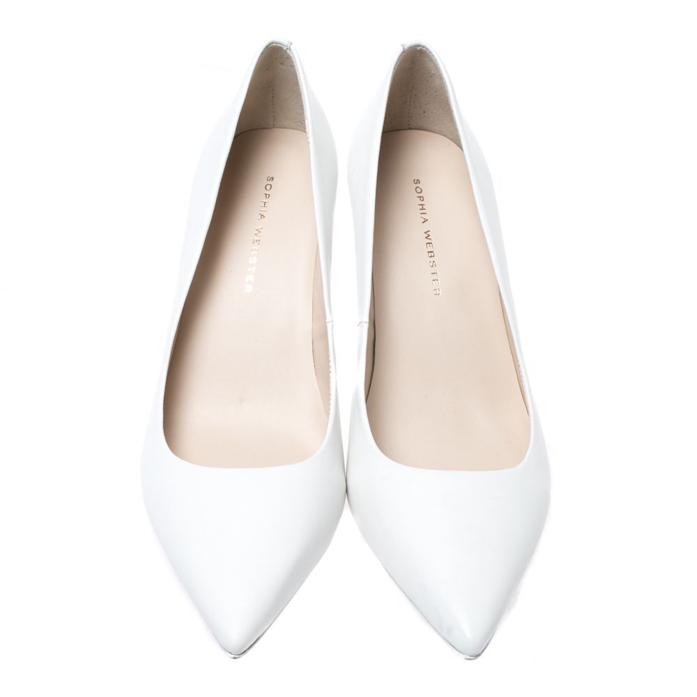 

Sophia Webster White Leather Lola Pointed Toe Pumps Size