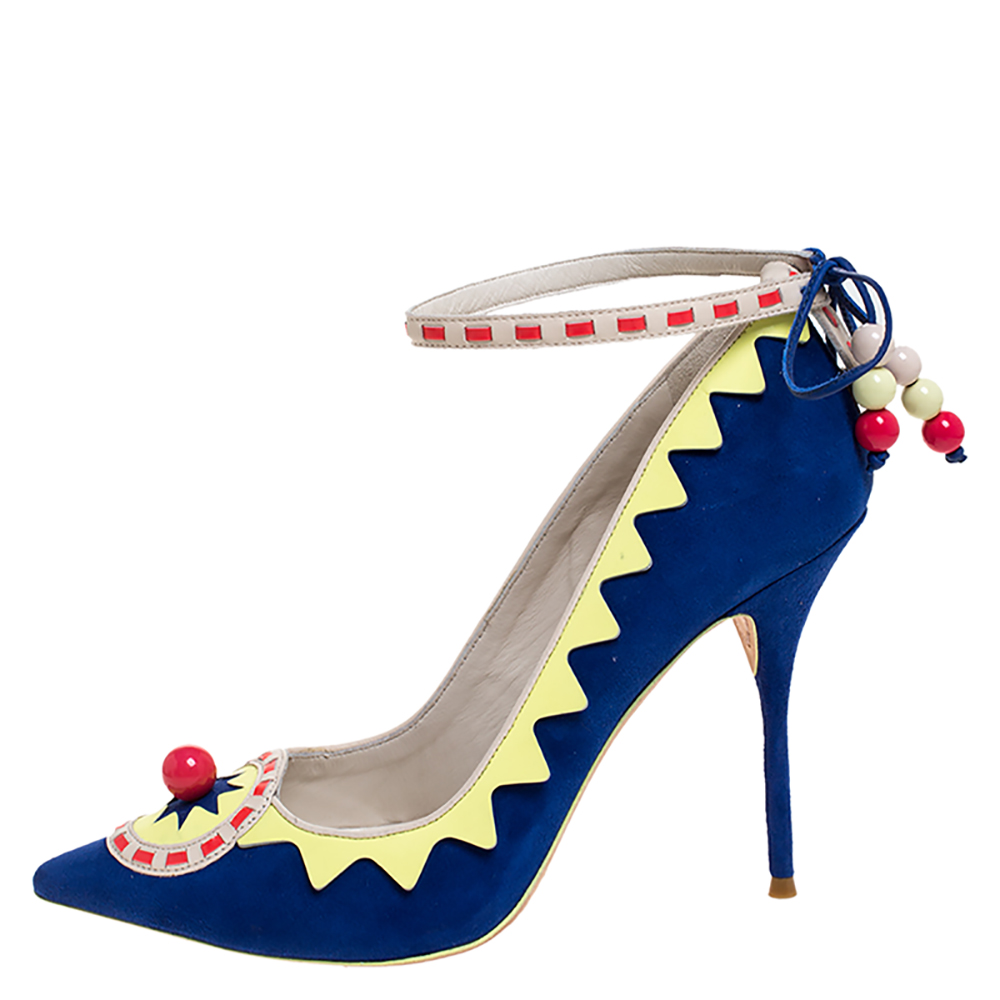 

Sophia Webster Multicolor Suede and Leather Embellsihed Remmie Pointed Toe Pumps Size