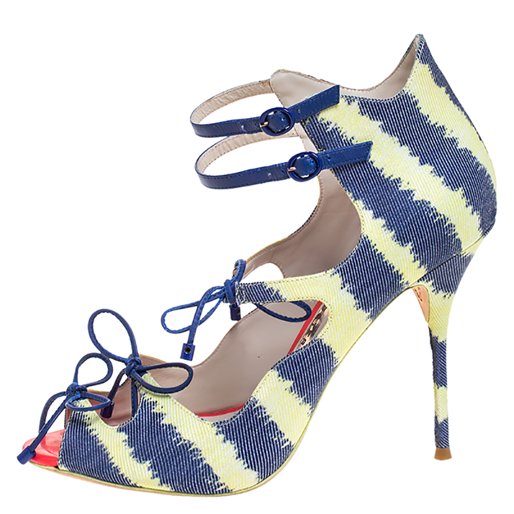 

Sophia Webster Multicolor Denim And Leather Finn Tie Up Sandals Size