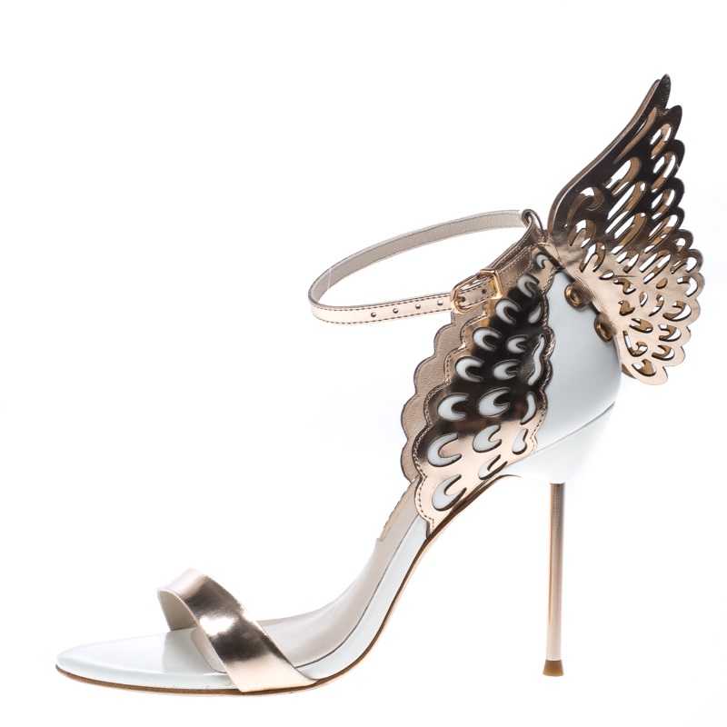 

Sophia Webster Rose Gold Leather And White Evangeline Open Toe Sandals Size