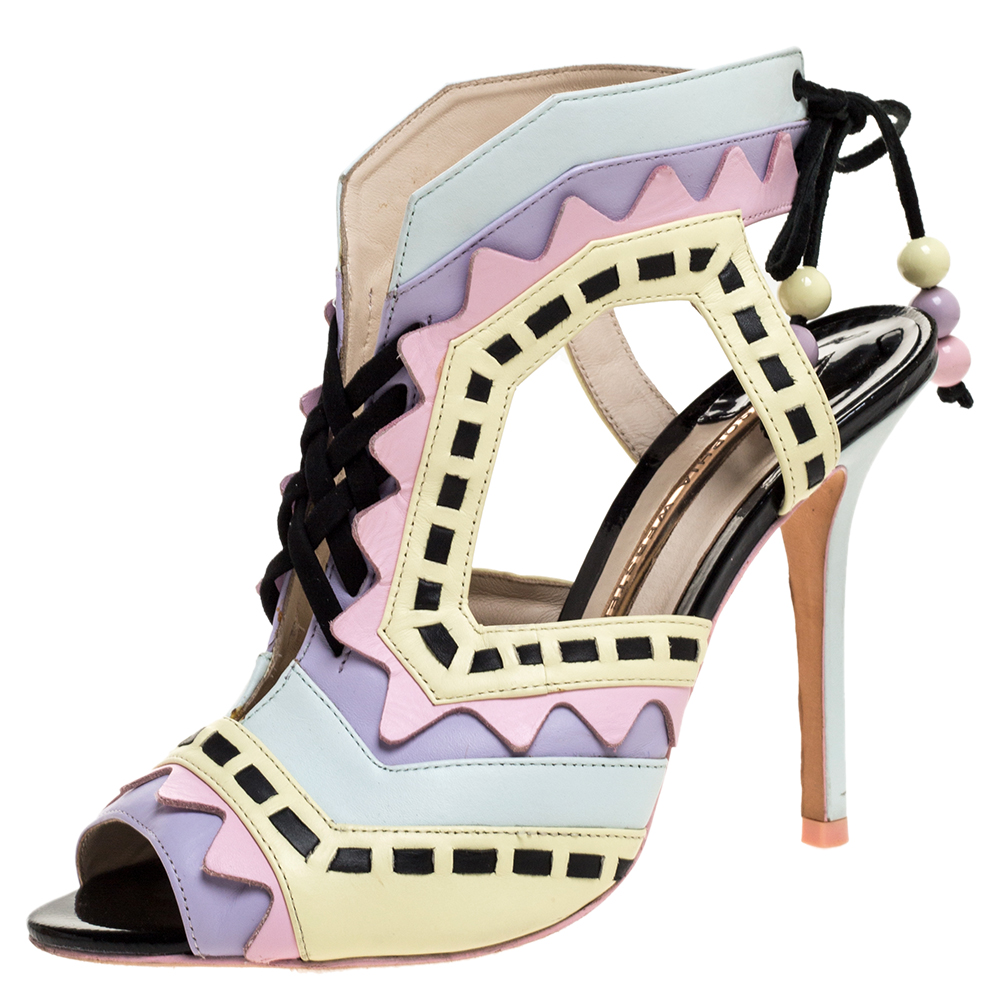 Sophia Webster Multicolor Leather Cutout Ankle Wrap Sandals Size 39