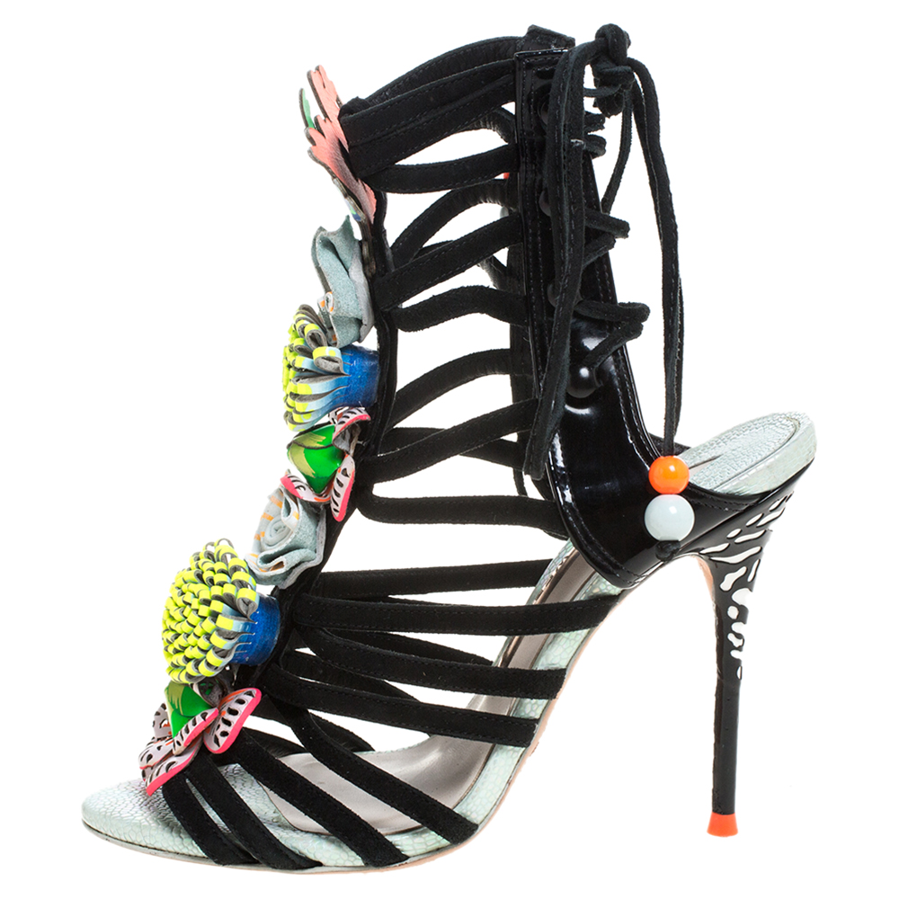 

Sophia Webster Multicolor Patent Leather and Suede Lilico Underwater Ankle Wrap Sandals Size