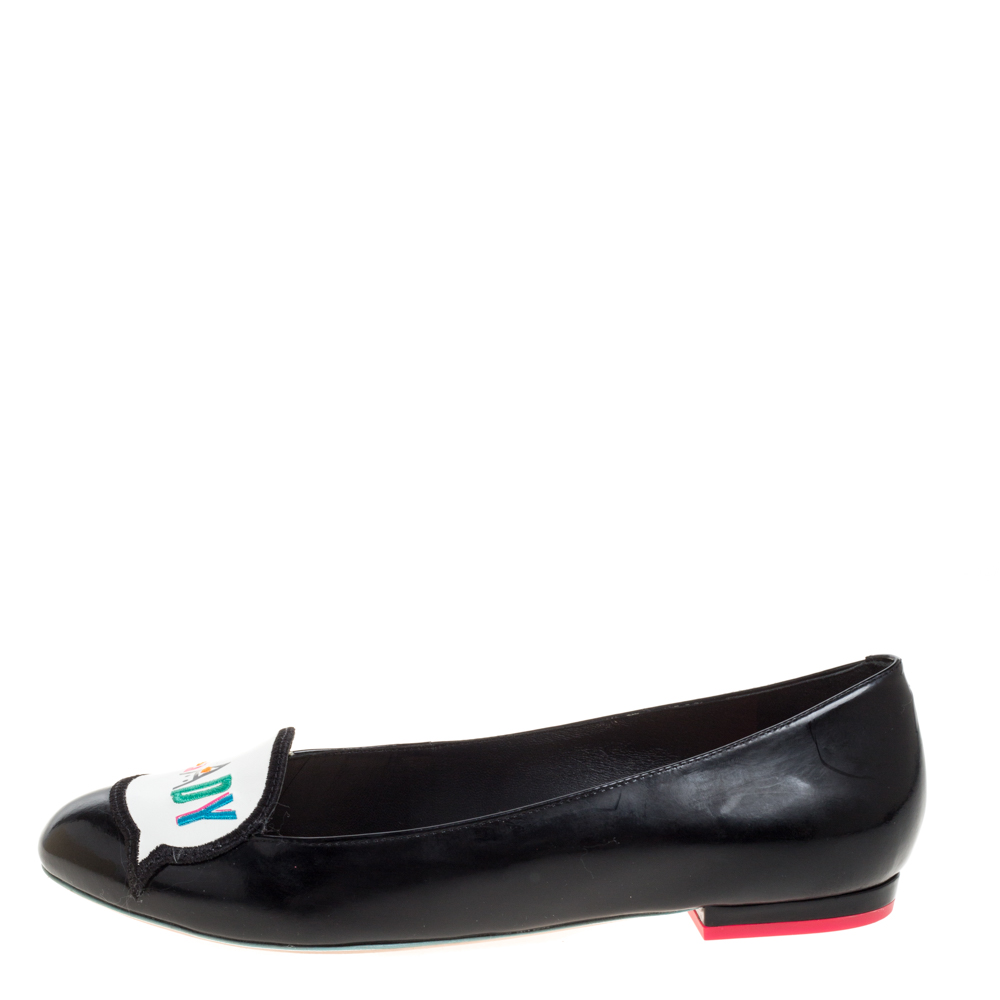 

Sophia Webster Patent Leather Boss Lady Ballet Flats Size, Black