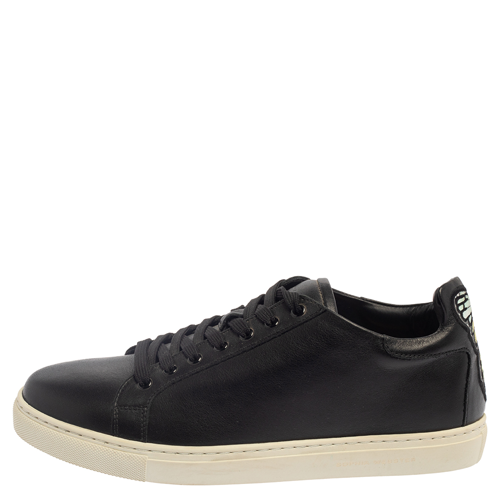 

Sophia Webster Black Leather Bibi Butterfly Low Top Sneakers Size, Blue