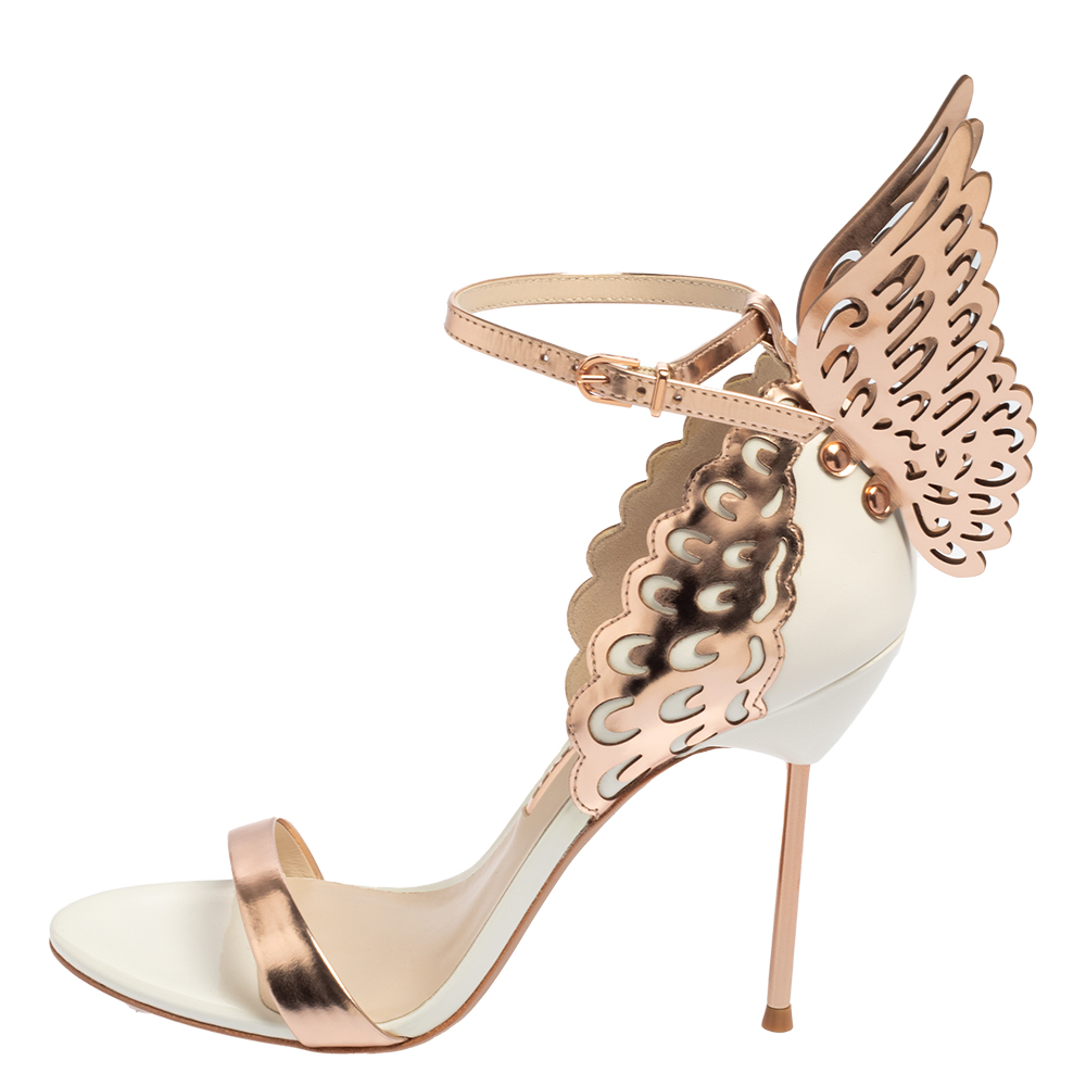 

Sophia Webster Off White/Rose Gold Leather Evangeline Sandals Size