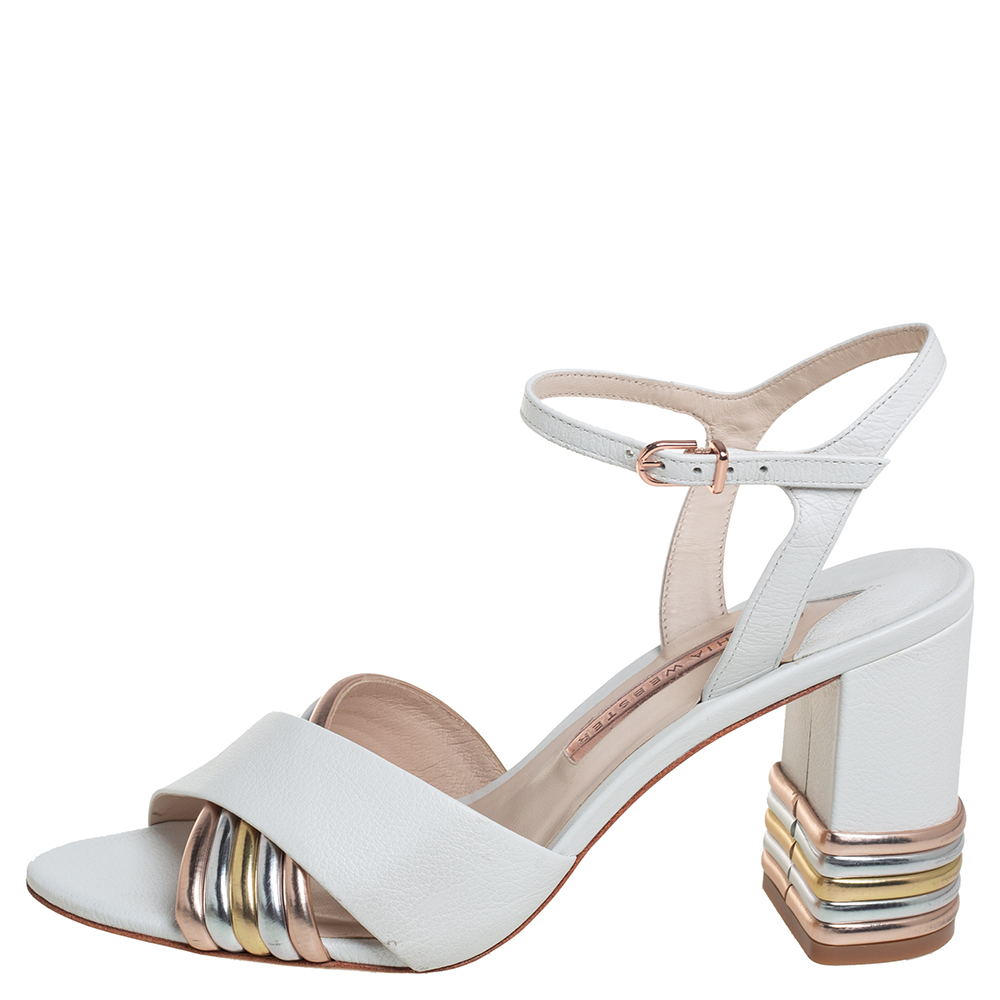 

Sophia Webster White Leather Joy Sandals Size