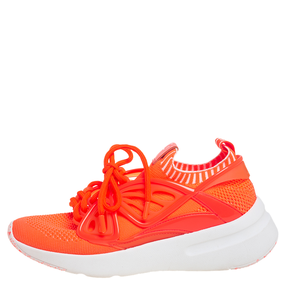 

Sophia Webster Orange Knit Fabric Fly By Low Top Sneakers Size