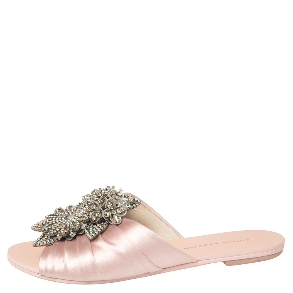 

Sophia Webster Pink Satin Lilico Flats Size