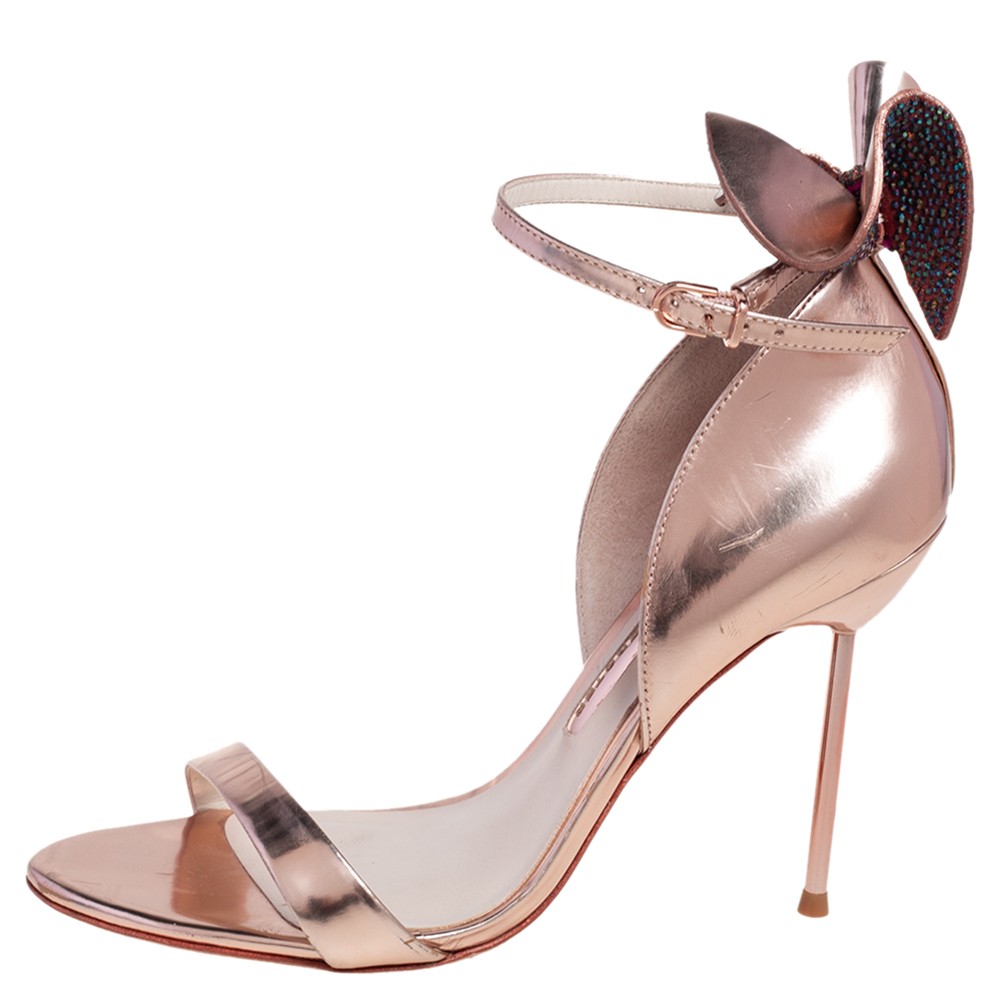 

Sophia Webster Rose Gold Leather Maya Ankle Strap Sandals Size