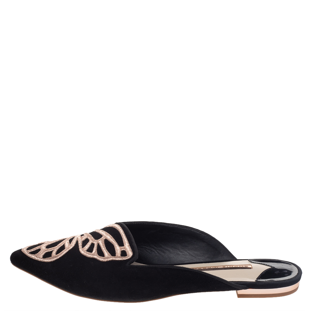 

Sophia Webster Black Suede Bibi Butterfly Flat Mules Size