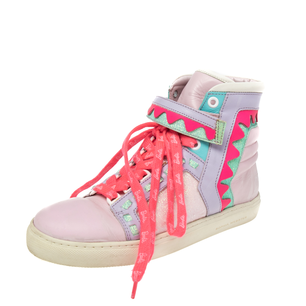 

Sophia Webster Multicolor Leather And Glitter Riko High Top Sneakers Size