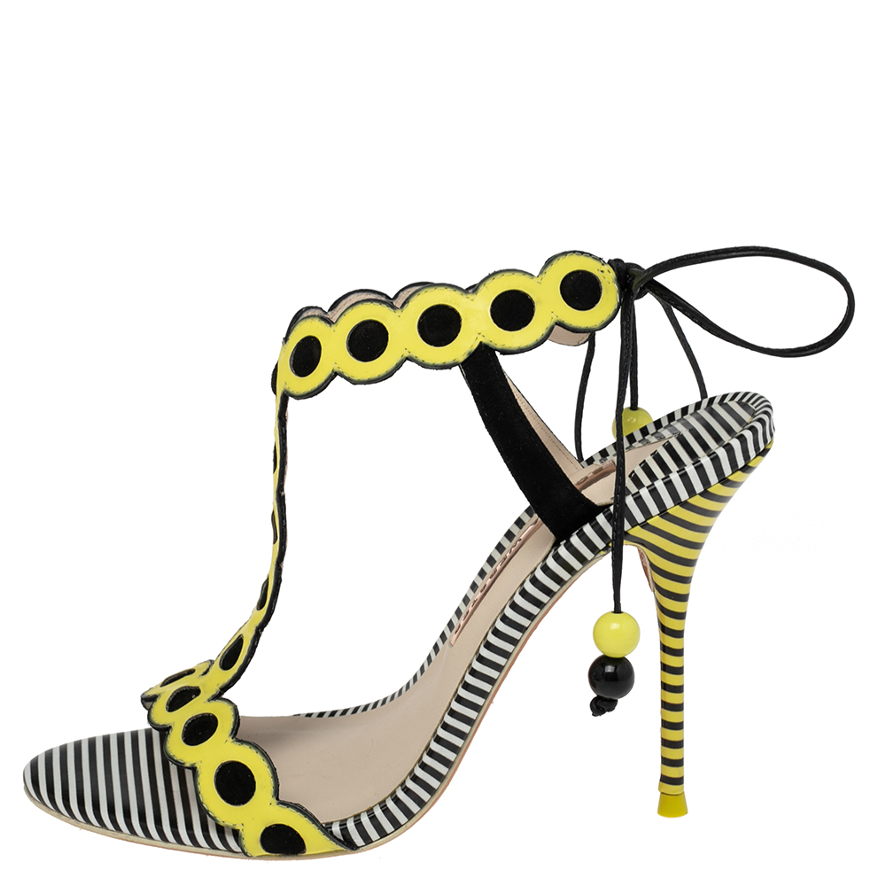 

Sophia Webster Yellow/Black Patent Leather T-Strap Sandals Size