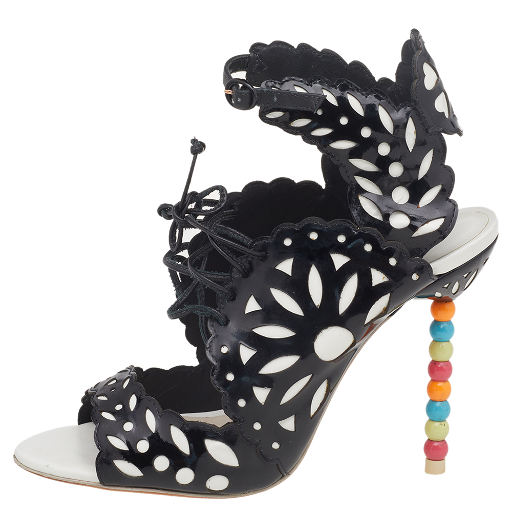 

Sophia Webster Black/White Cut Out Patent Leather Keira Doily Sandals Size