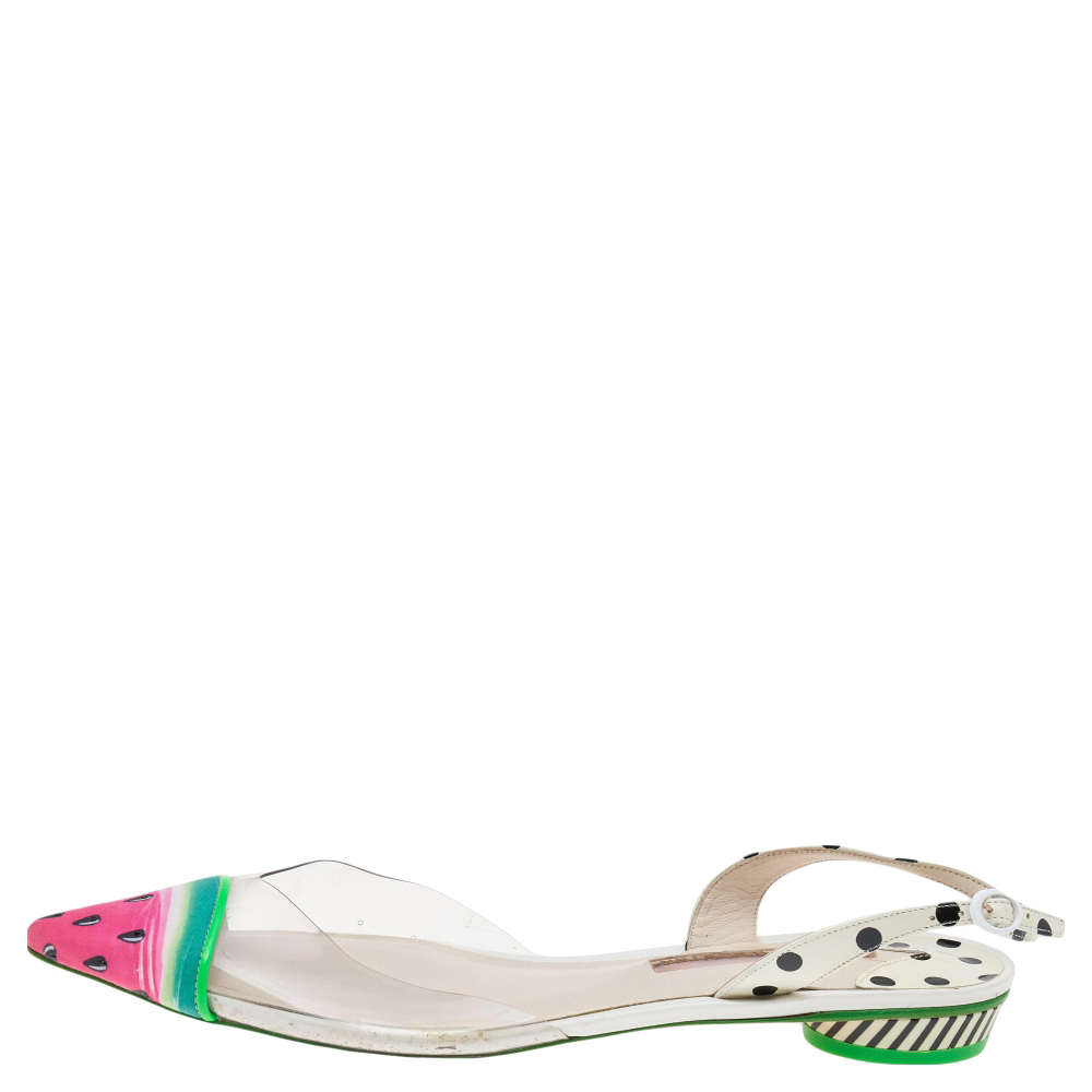 

Sophia Webster Multicolor Leather and Fabric Daria Watermelon Slingback Sandals Size