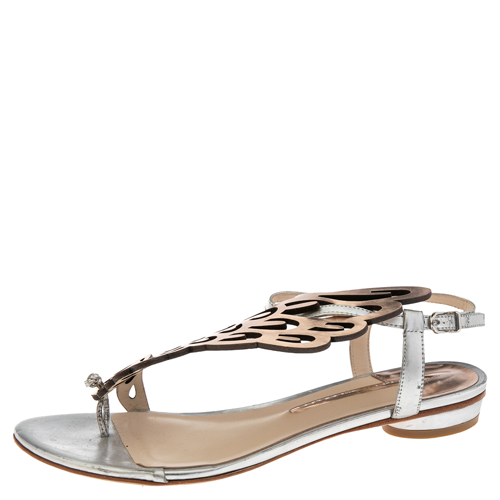 

Sophia Webster Metallic Gold Leather Bibi Butterfly Thong Flats Size