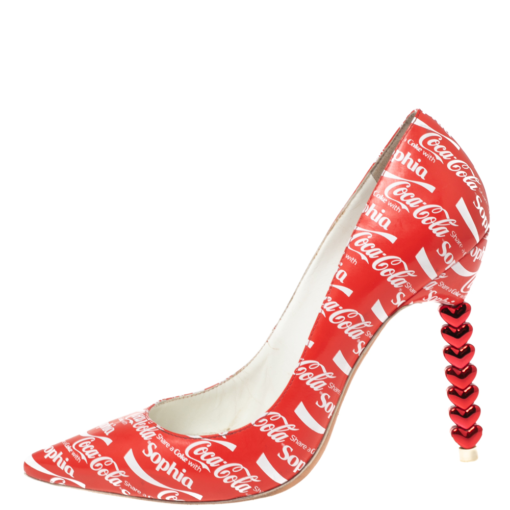 

Sophia Webster Red/White Leather Coca-Cola Pointed-Toe Pumps Size