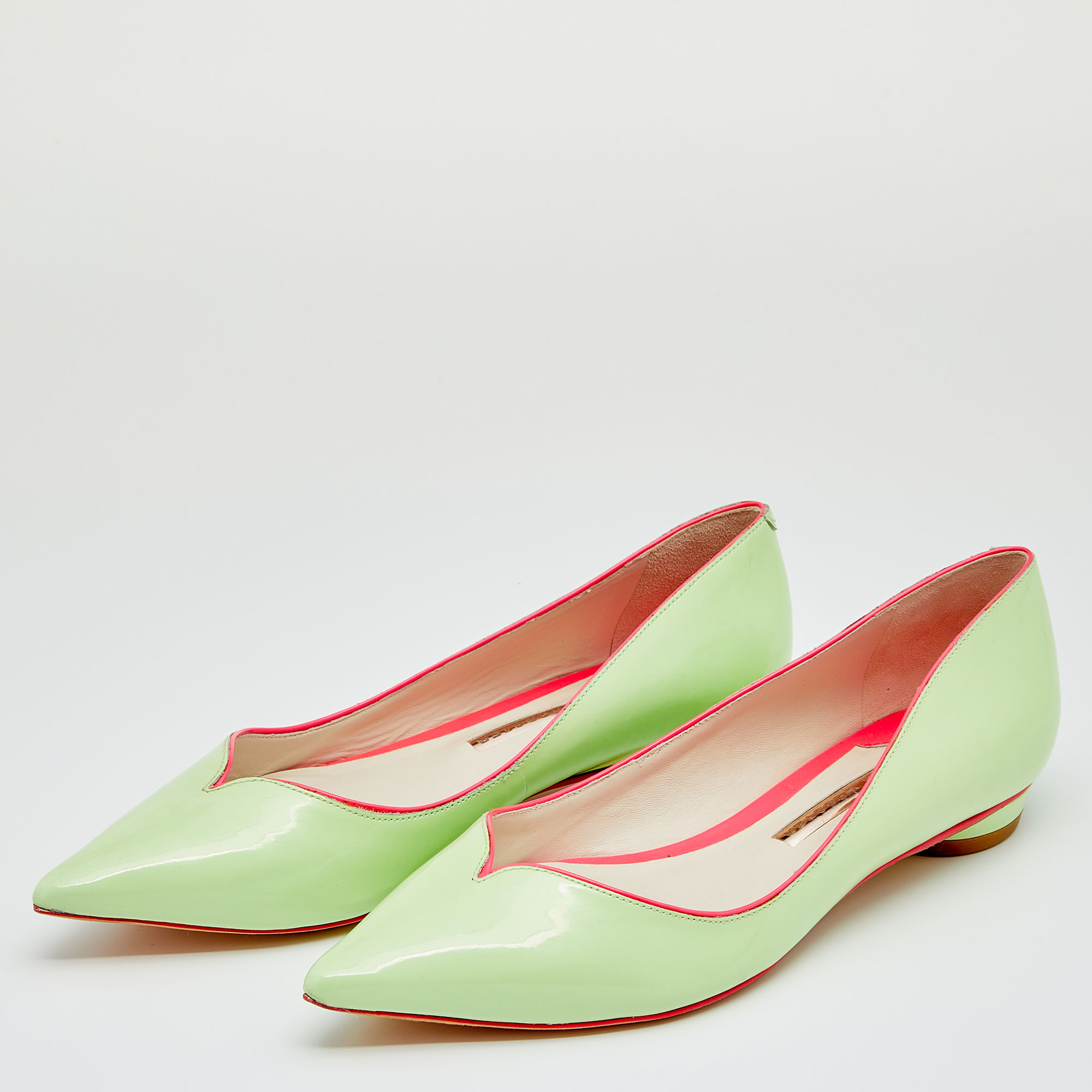 

Sophia Webster Green Leather Pointed Toe Ballet Flats Size