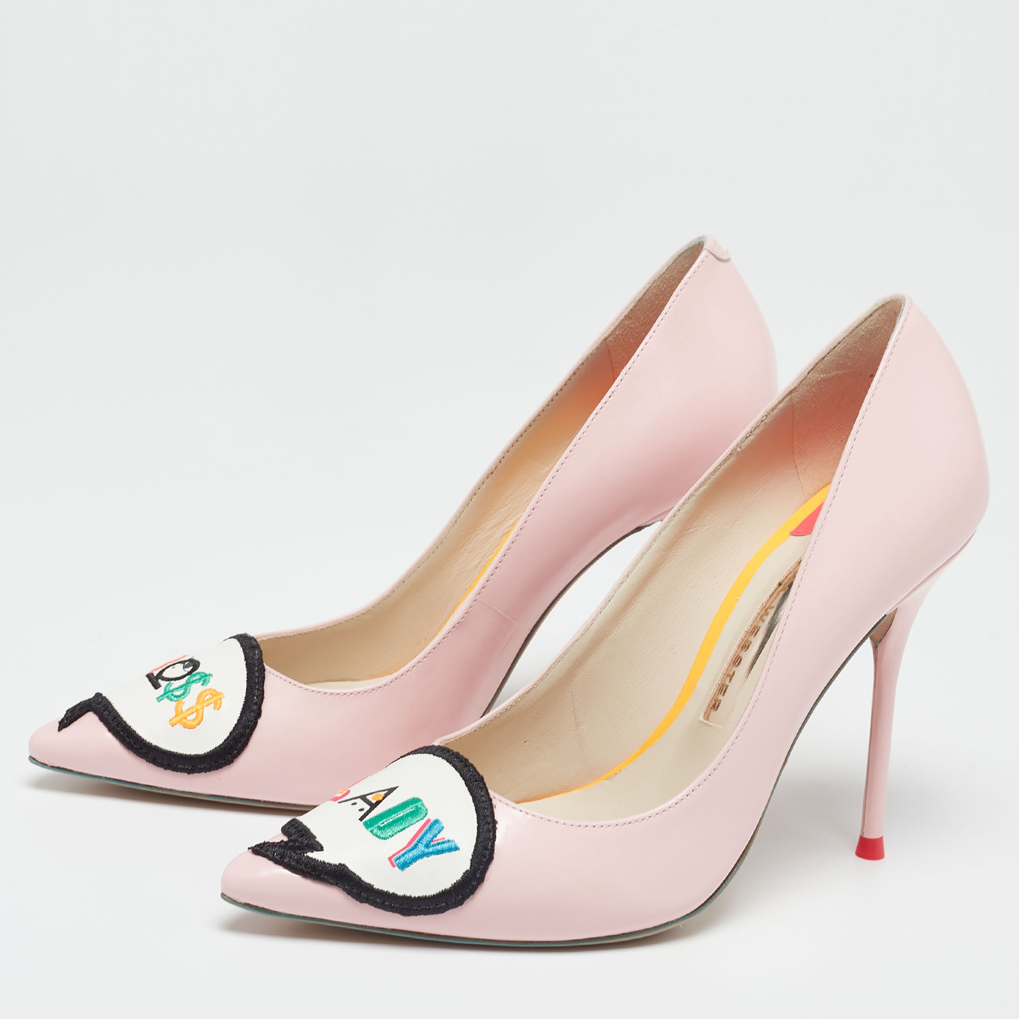 

Sophia Webster Pink Leather Boss Lady Pointed Toe Pumps Size