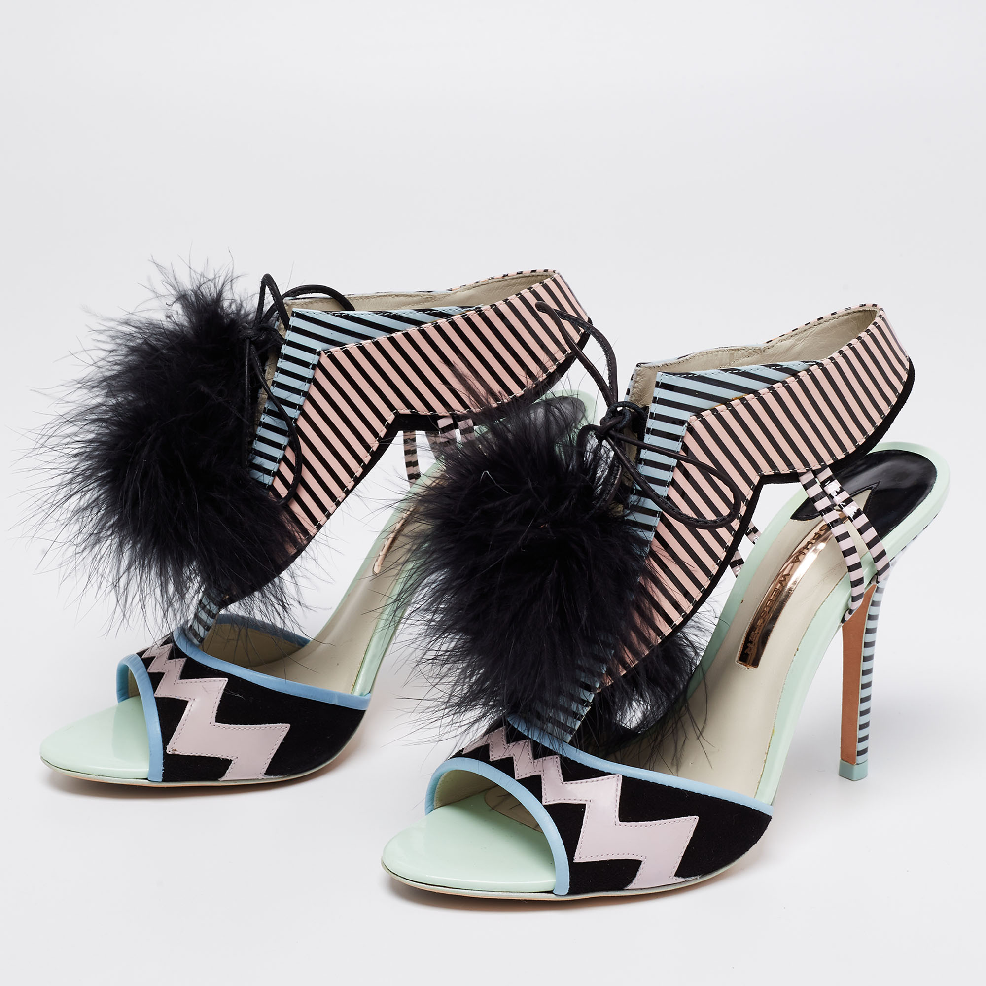 

Sophia Webster Multicolor Leather Leilou Pom Pom Sandals Size