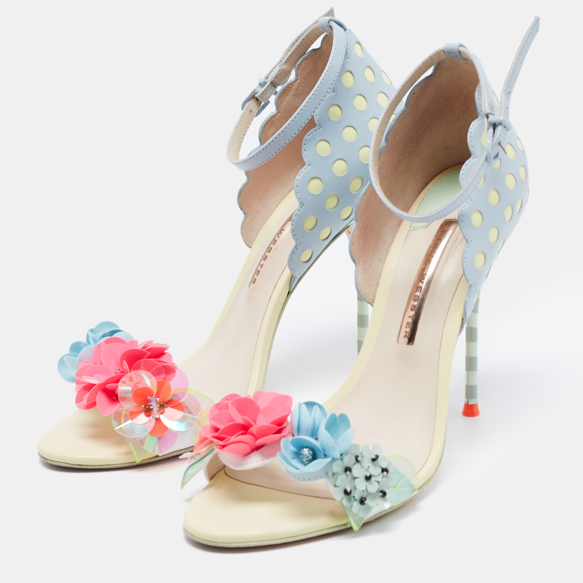 

Sophia Webster Multicolor Leather Lilico Floral Embellished Ankle Strap Sandals Size