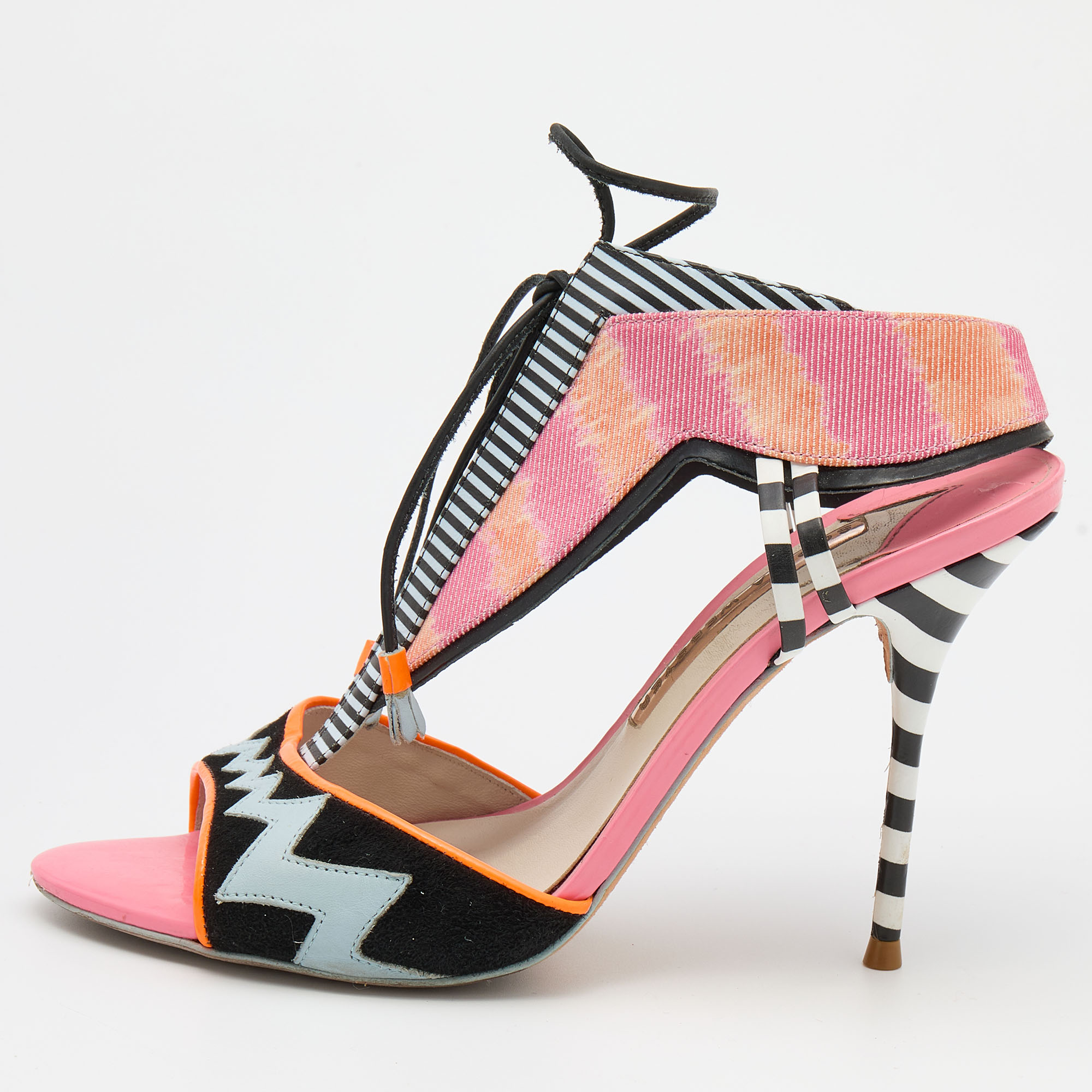 

Sophia Webster Multicolor Leather and Canvas Leilou Strappy Sandals Size