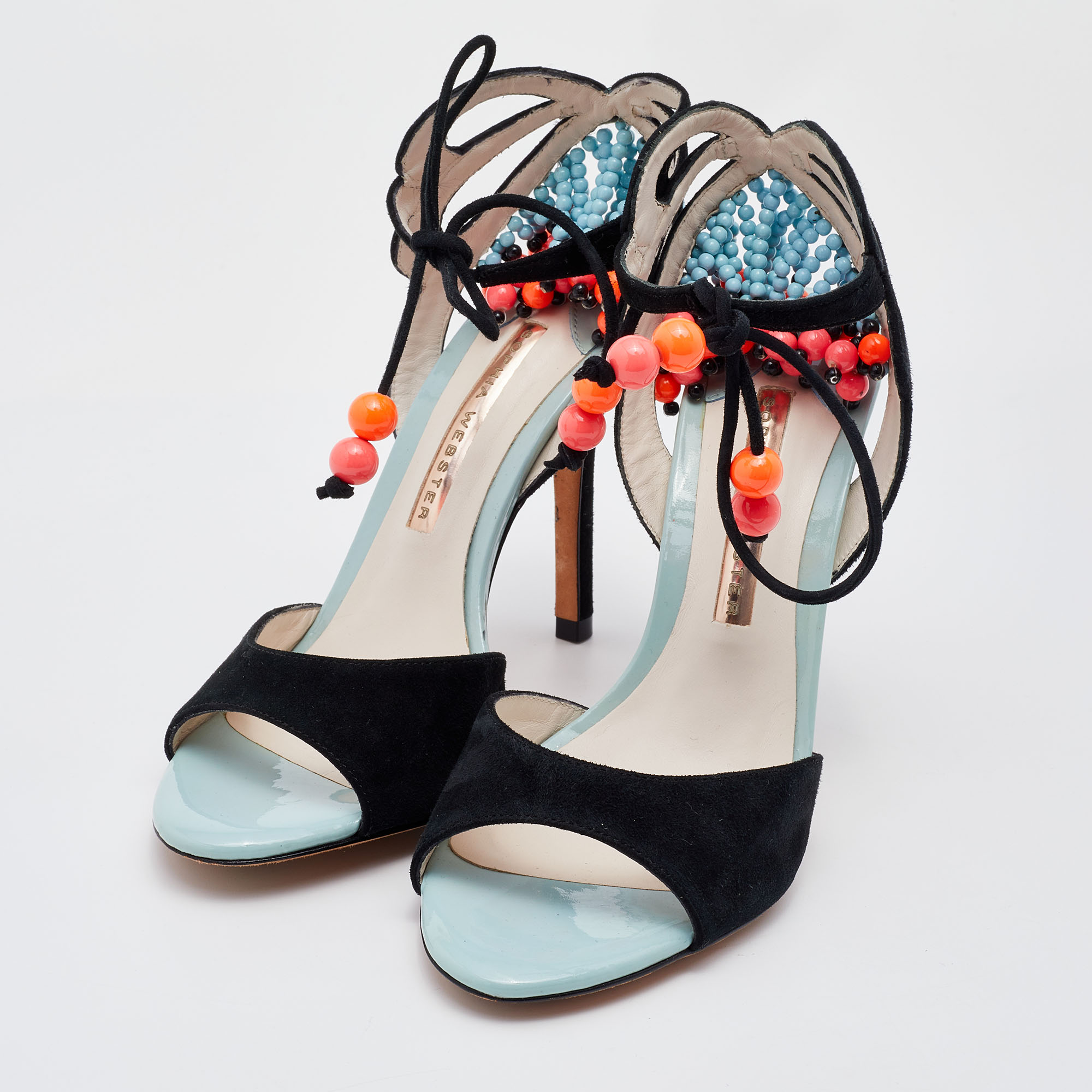 

Sophia Webster Black Suede Embellished Ankle Tie Sandals Size