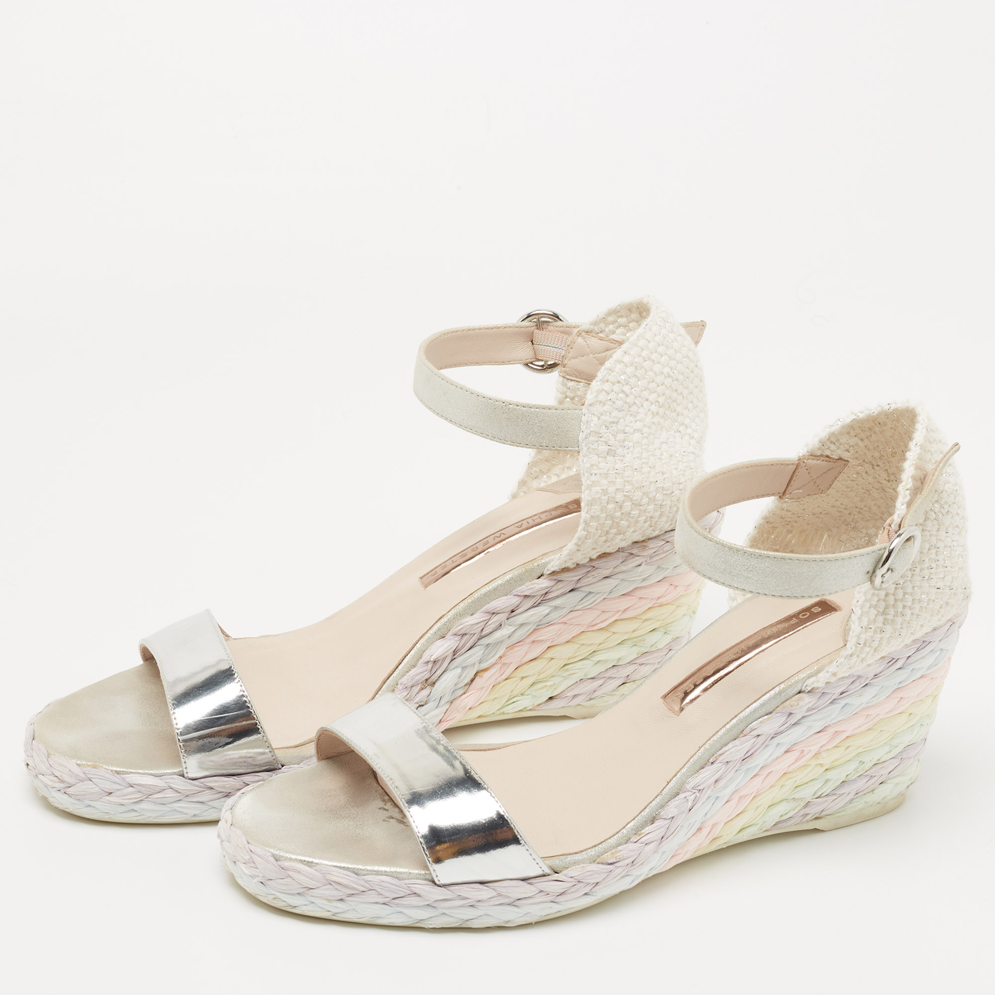 

Sophia Webster Multicolor Leather and Woven Fabric Lucita Espadrille Wedge Sandals Size