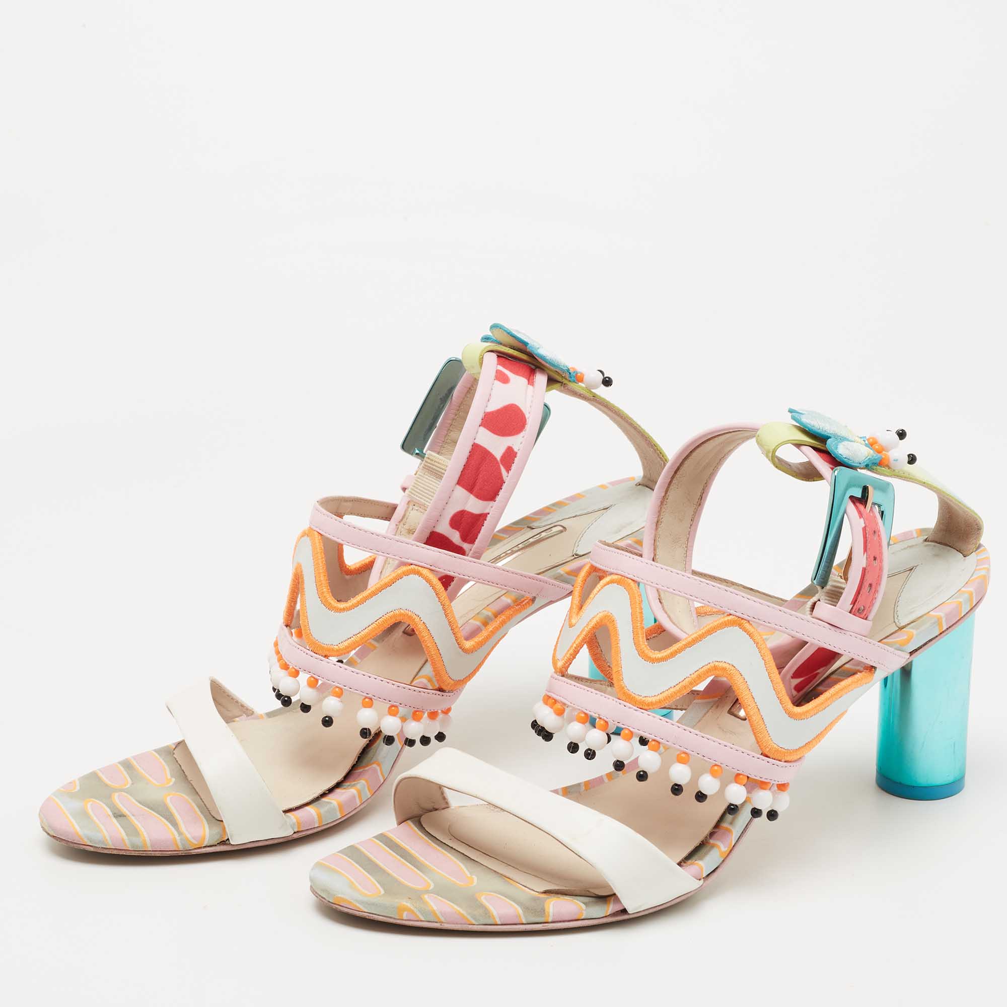 

Sophia Webster Multicolor Leather and Printed Fabric Nereida Sandals Size