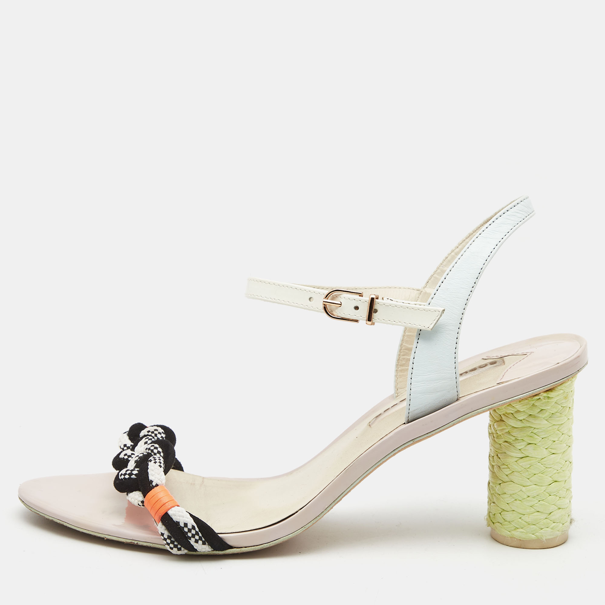 

Sophia Webster Multicolor Leather and Canvas Ankle Strap Sandals Size