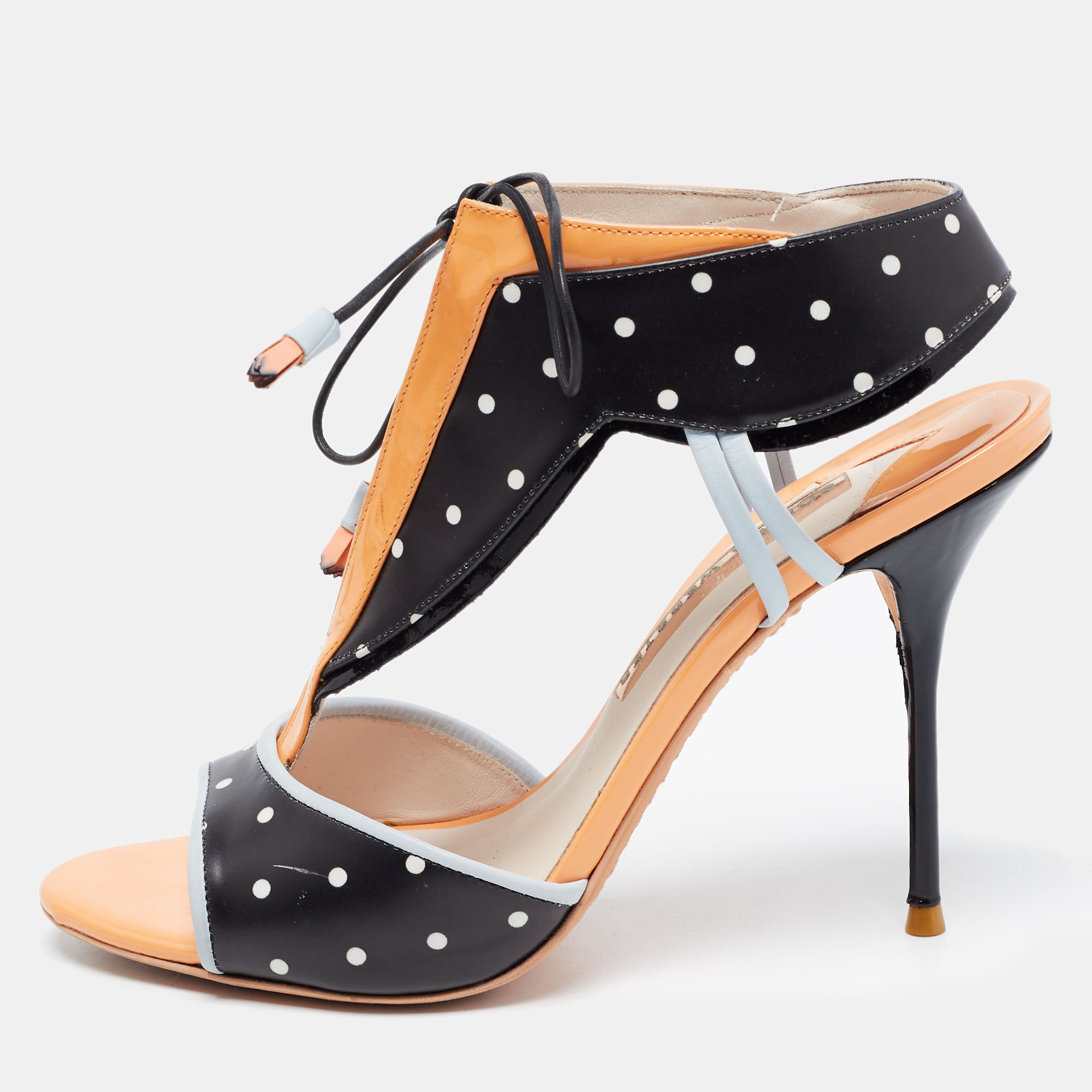 

Sophia Webster Tricolor Polka Dot Leather and Patent Leilou Sandals Size, Black