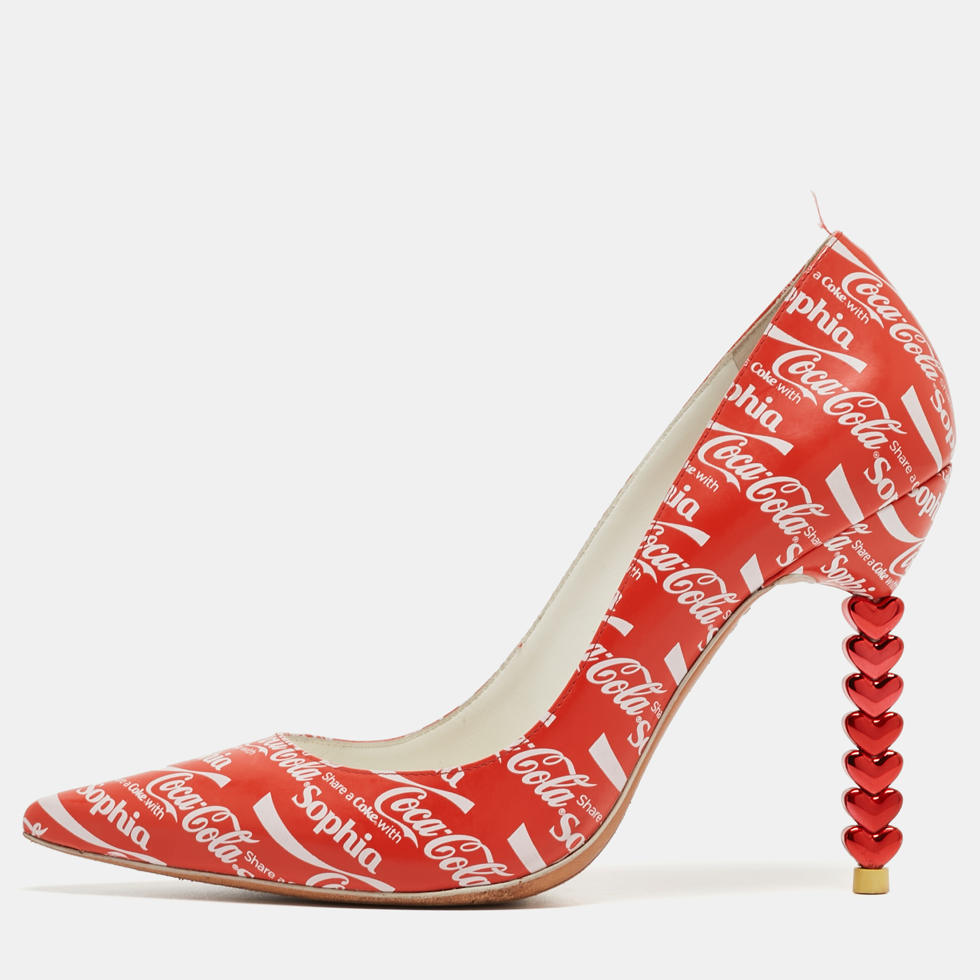 

Sophia Webster Red/White Leather Coca Cola Print Pumps Size