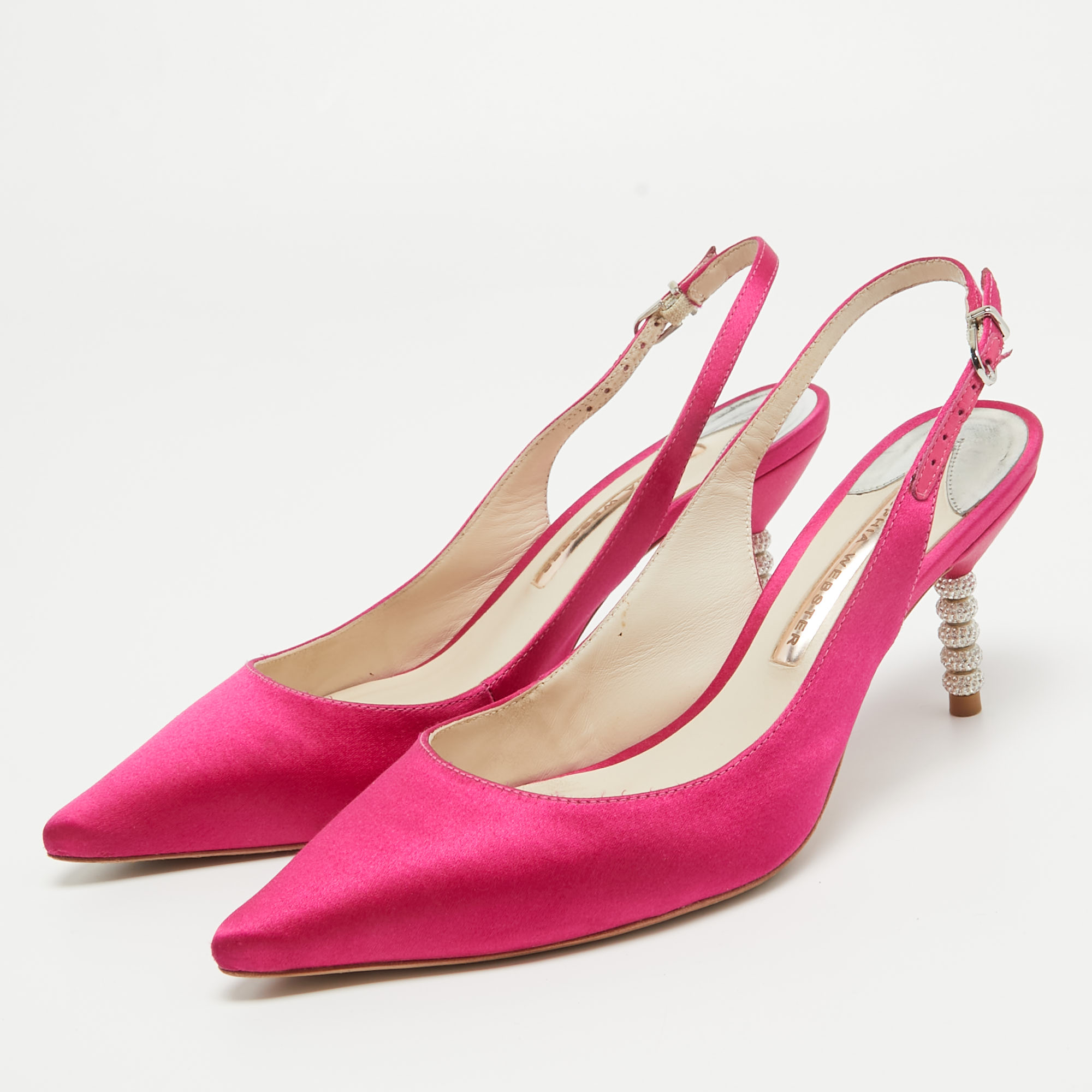 

Sophia Webster Pink Satin Tyra Slingback Pumps Size